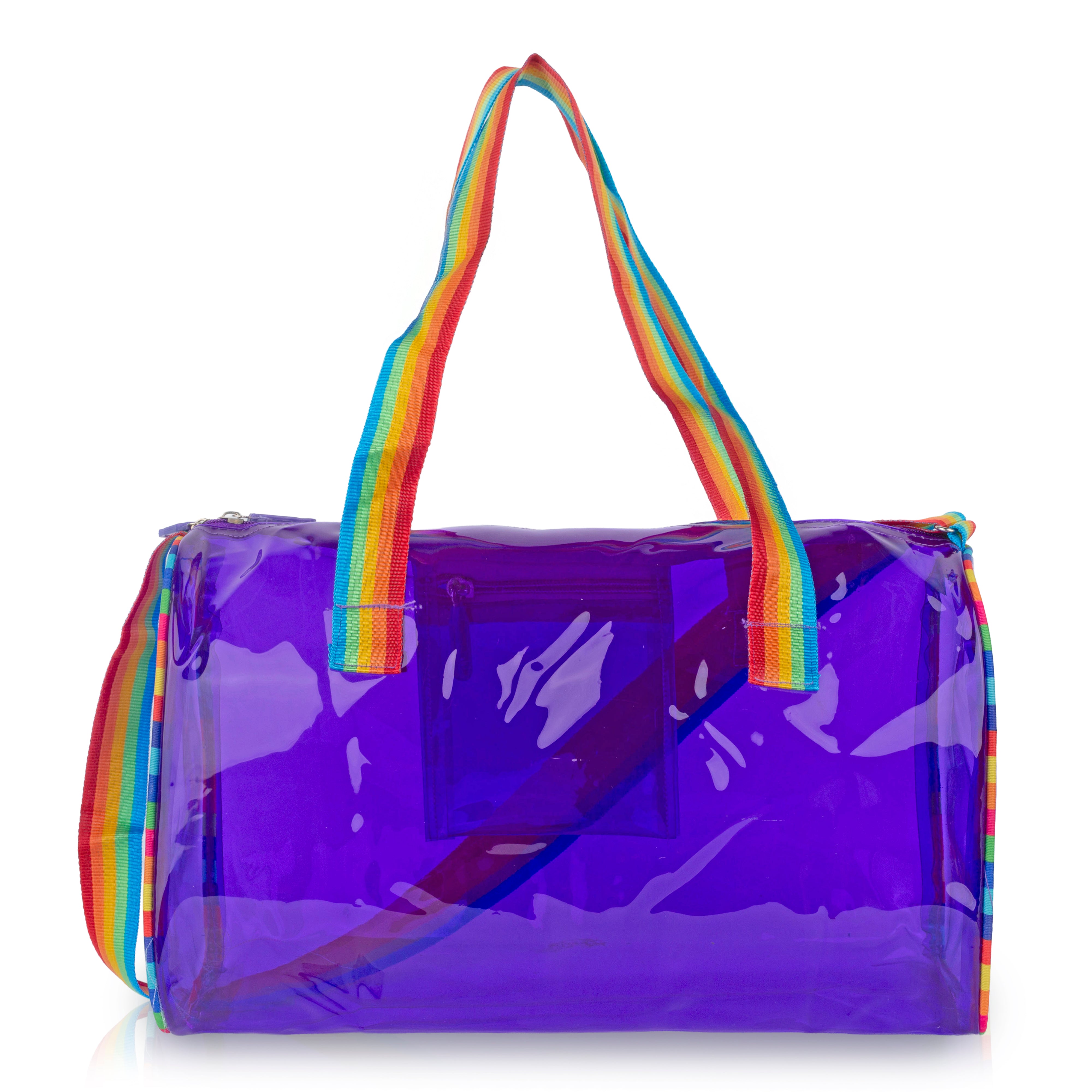 Echo Boomers See-Through Jelly Duffle –  Transparent Bag with Rainbow Handles | Trendy Handbag for School, Gym, Travel, Beach