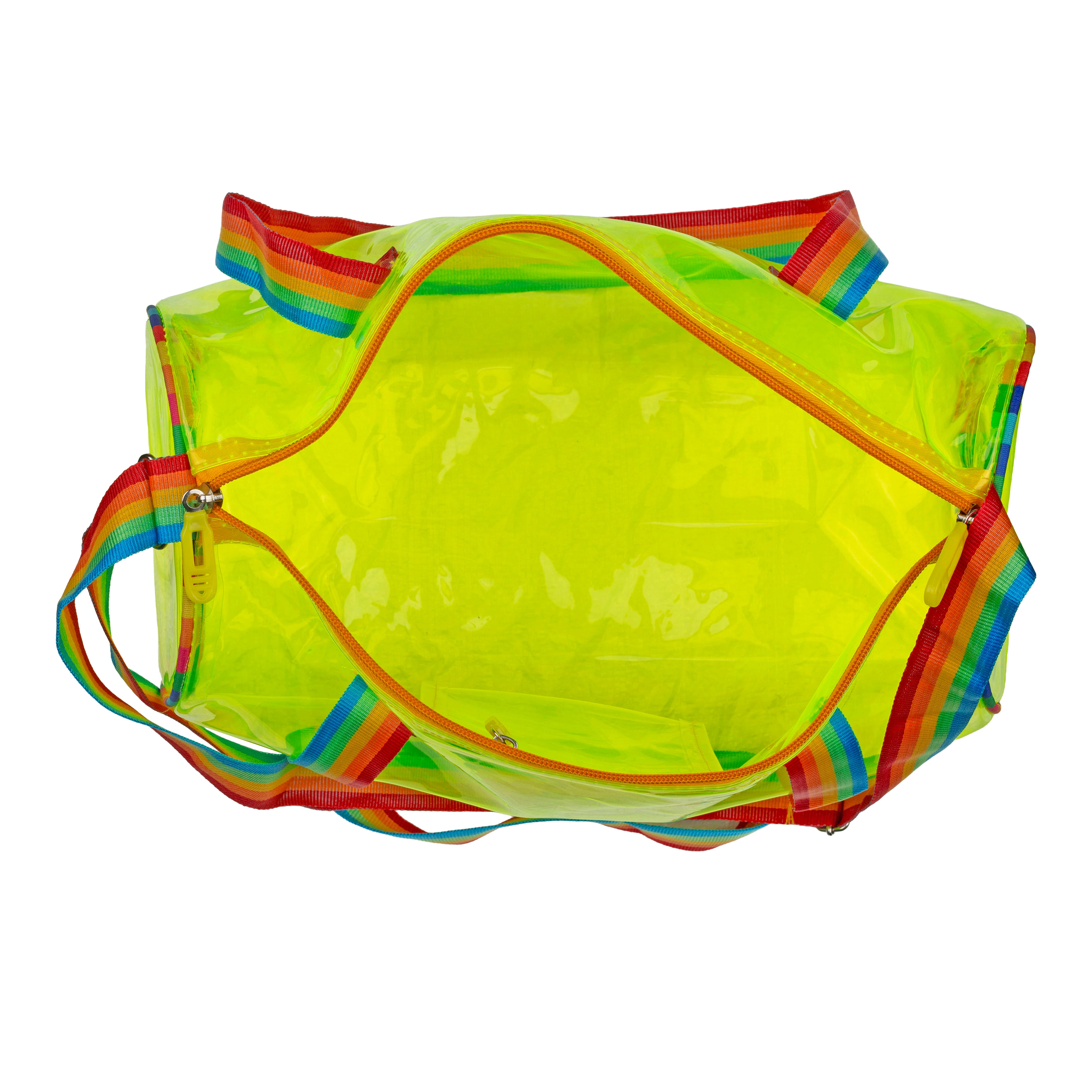 Echo Boomers See-Through Jelly Duffle –  Transparent Bag with Rainbow Handles | Trendy Handbag for School, Gym, Travel, Beach