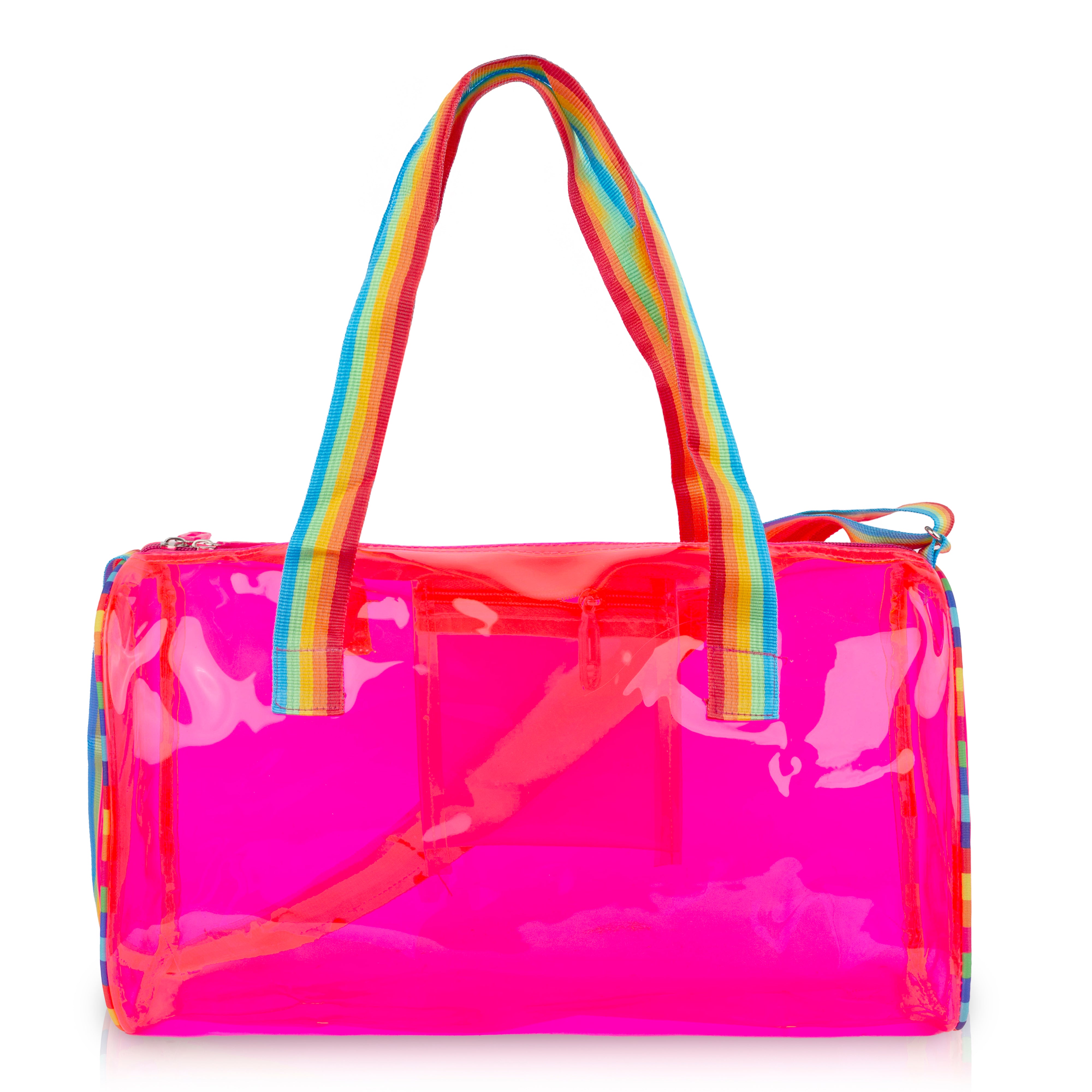 Echo Boomers See-Through Jelly Duffle –  Transparent Bag with Rainbow Handles | Trendy Handbag for School, Gym, Travel, Beach