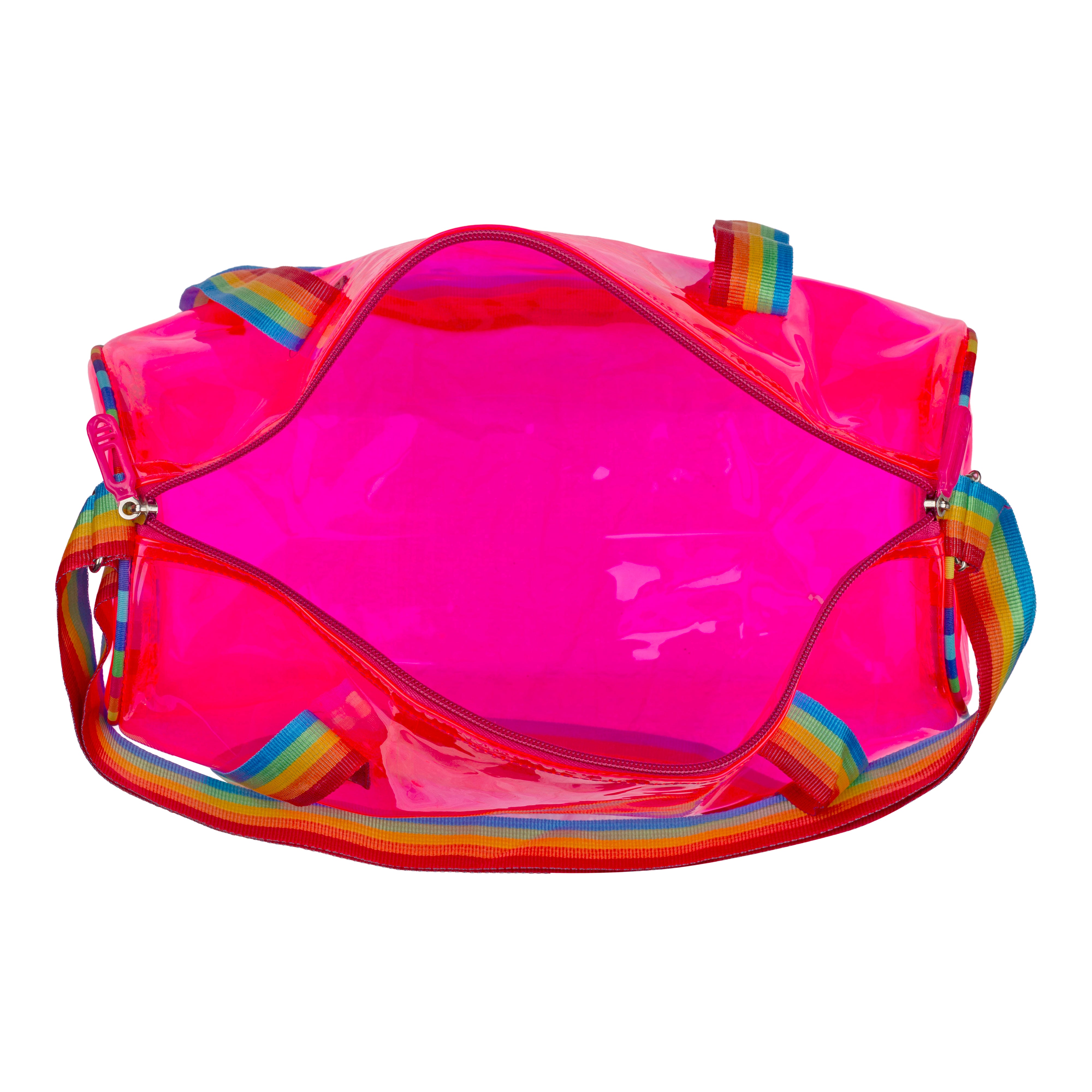 Echo Boomers See-Through Jelly Duffle –  Transparent Bag with Rainbow Handles | Trendy Handbag for School, Gym, Travel, Beach