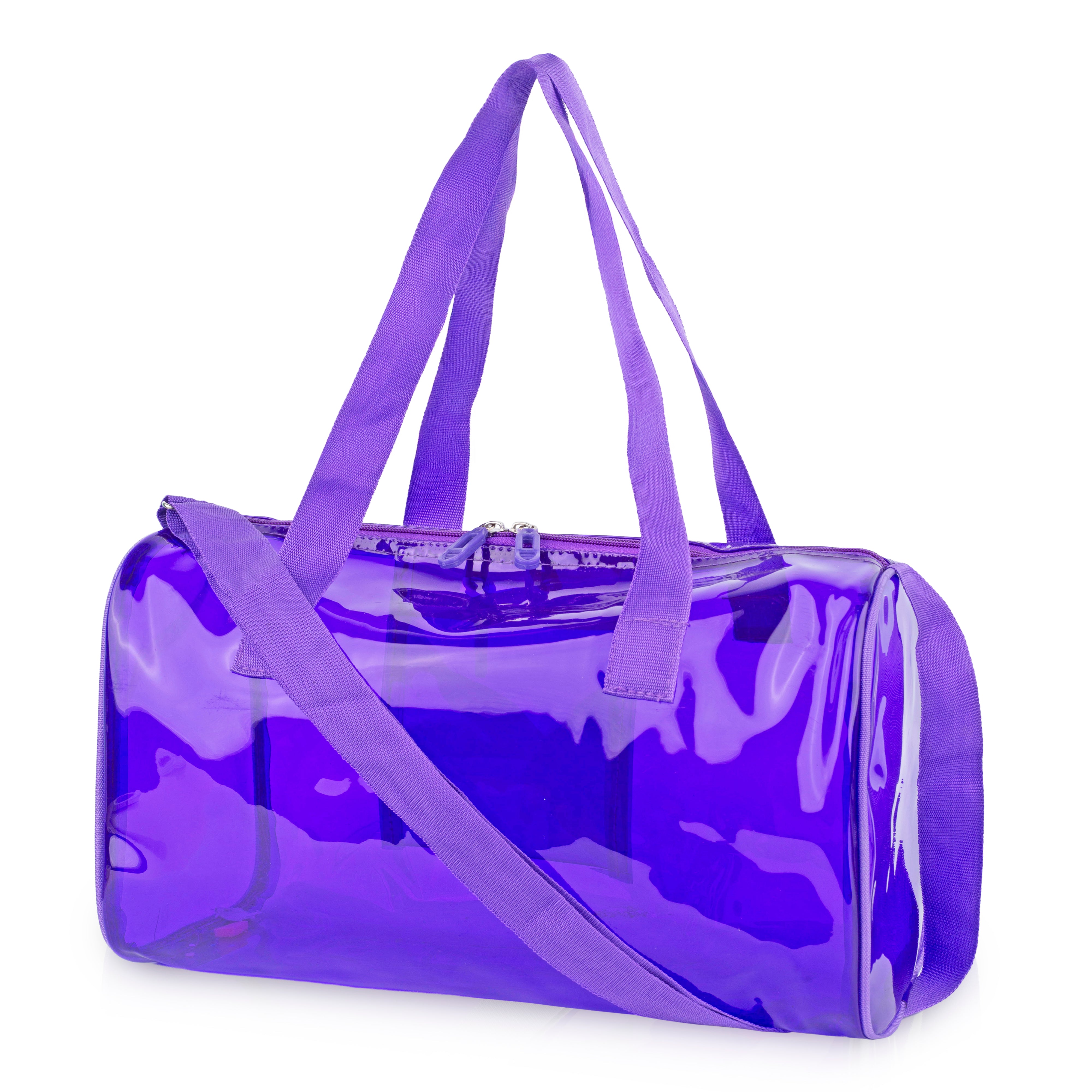 Echo Boomers Bold Blue Transparent Jelly Duffle Bag with Matching Pouch | 50 GSM Waterproof PVC Travel Gym Tote | Lightweight Shoulder Handbag for Women, Girls, College, Sports & Weekend Trips