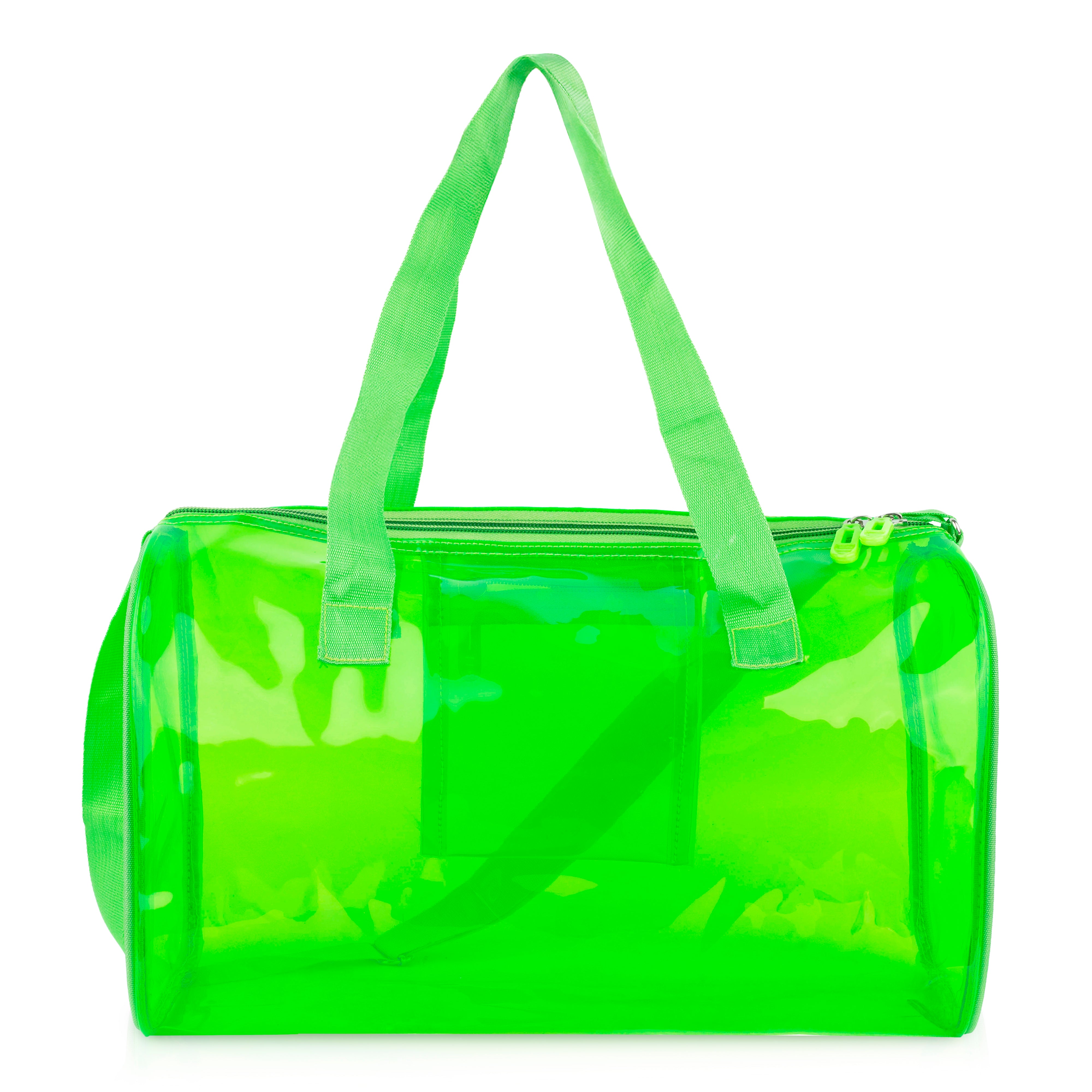 Echo Boomers Bold Blue Transparent Jelly Duffle Bag with Matching Pouch | 50 GSM Waterproof PVC Travel Gym Tote | Lightweight Shoulder Handbag for Women, Girls, College, Sports & Weekend Trips