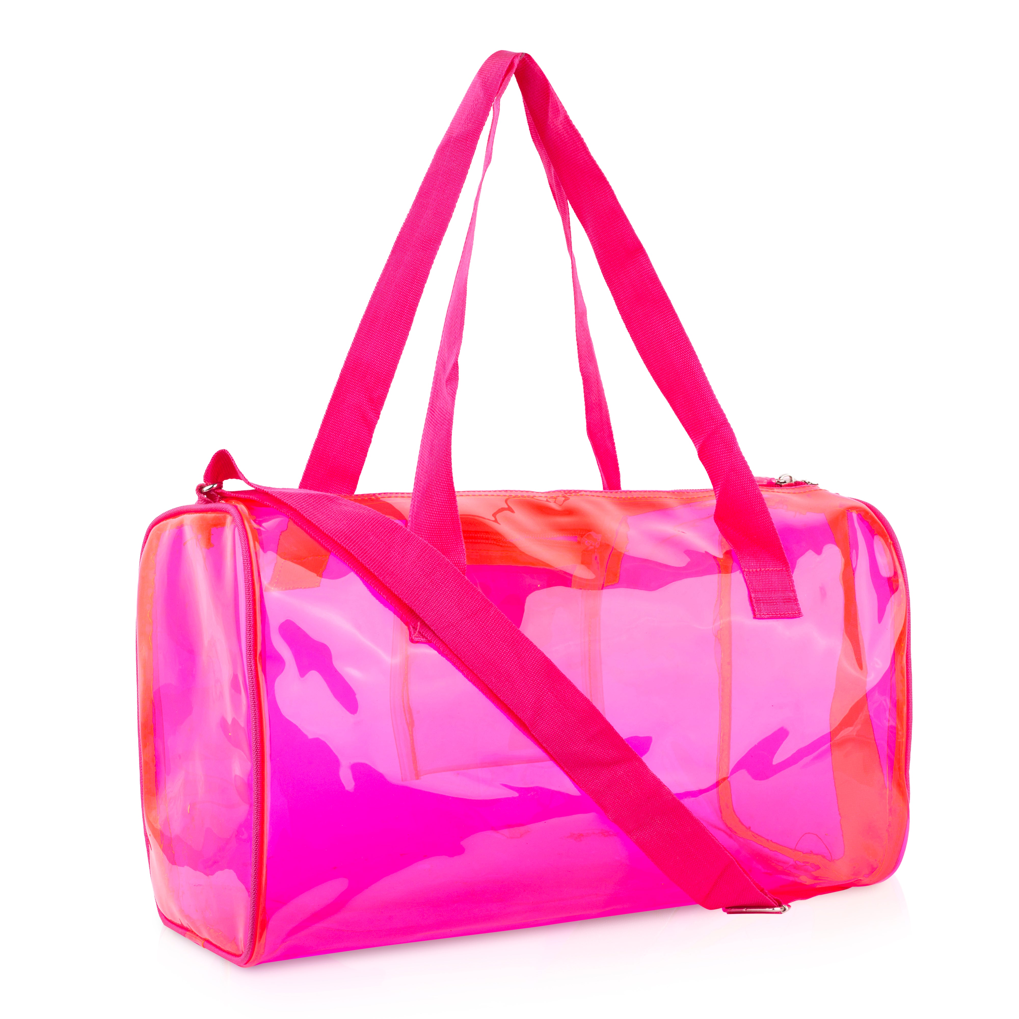 Echo Boomers Bold Blue Transparent Jelly Duffle Bag with Matching Pouch | 50 GSM Waterproof PVC Travel Gym Tote | Lightweight Shoulder Handbag for Women, Girls, College, Sports & Weekend Trips