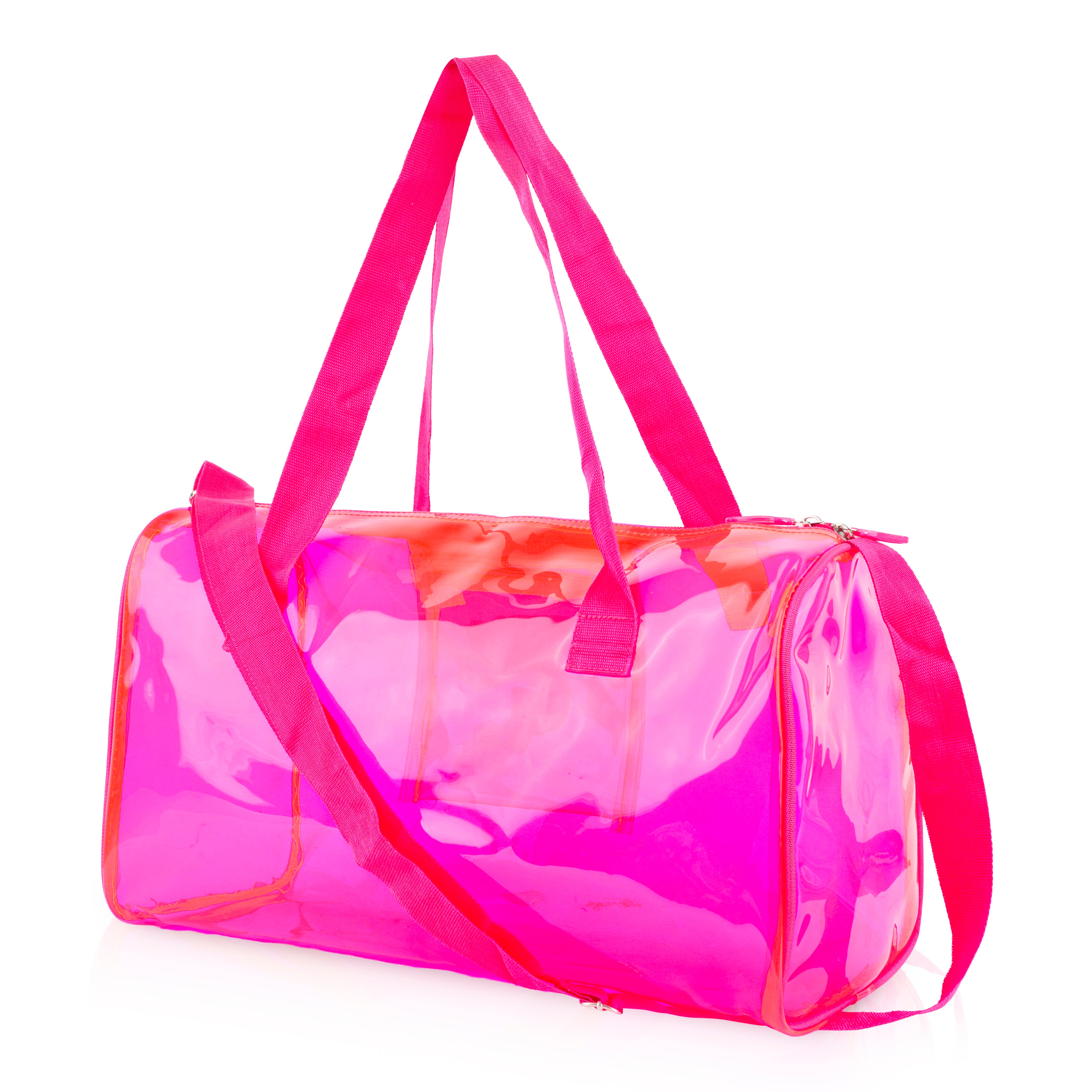 Echo Boomers Bold Blue Transparent Jelly Duffle Bag with Matching Pouch | 50 GSM Waterproof PVC Travel Gym Tote | Lightweight Shoulder Handbag for Women, Girls, College, Sports & Weekend Trips