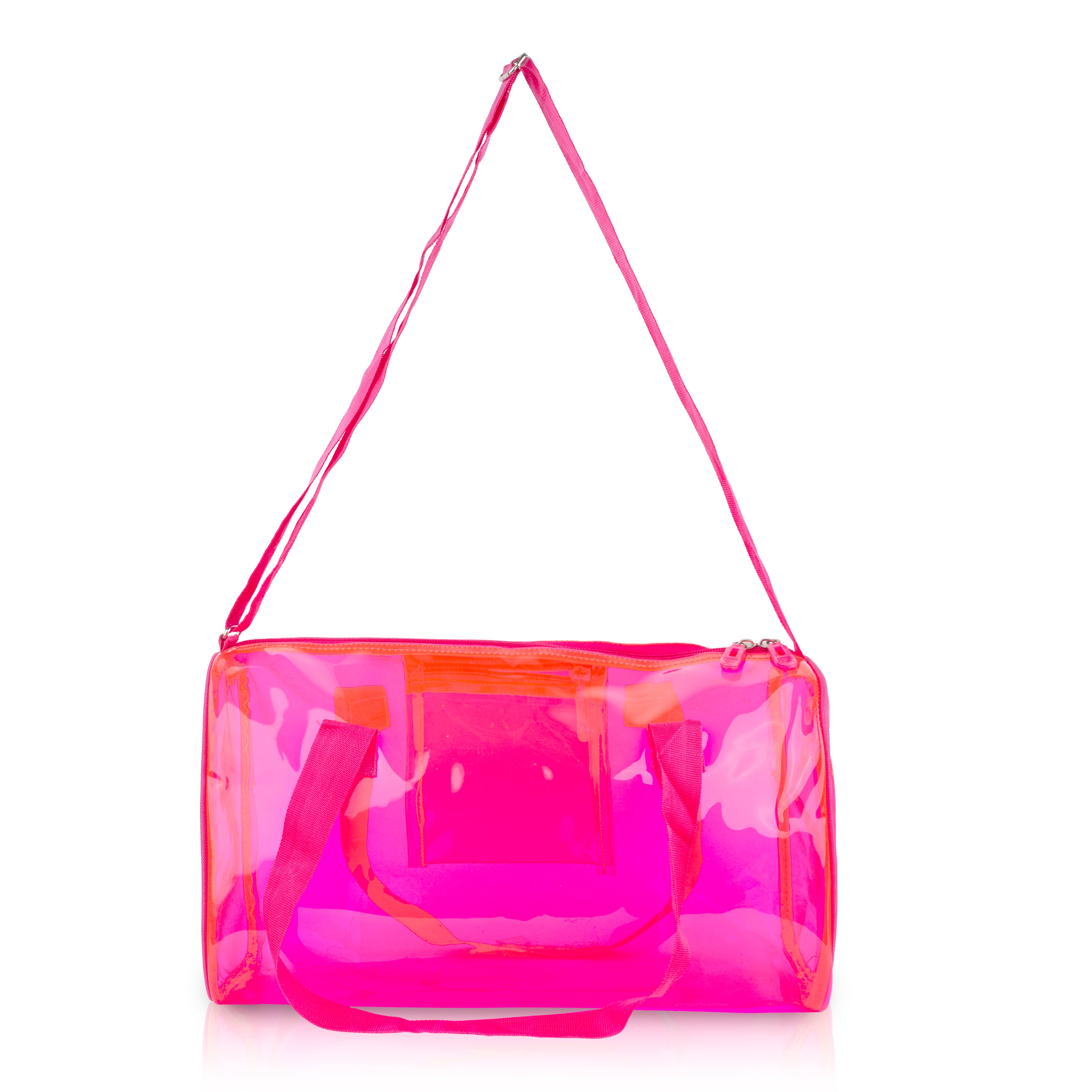 Echo Boomers Bold Blue Transparent Jelly Duffle Bag with Matching Pouch | 50 GSM Waterproof PVC Travel Gym Tote | Lightweight Shoulder Handbag for Women, Girls, College, Sports & Weekend Trips