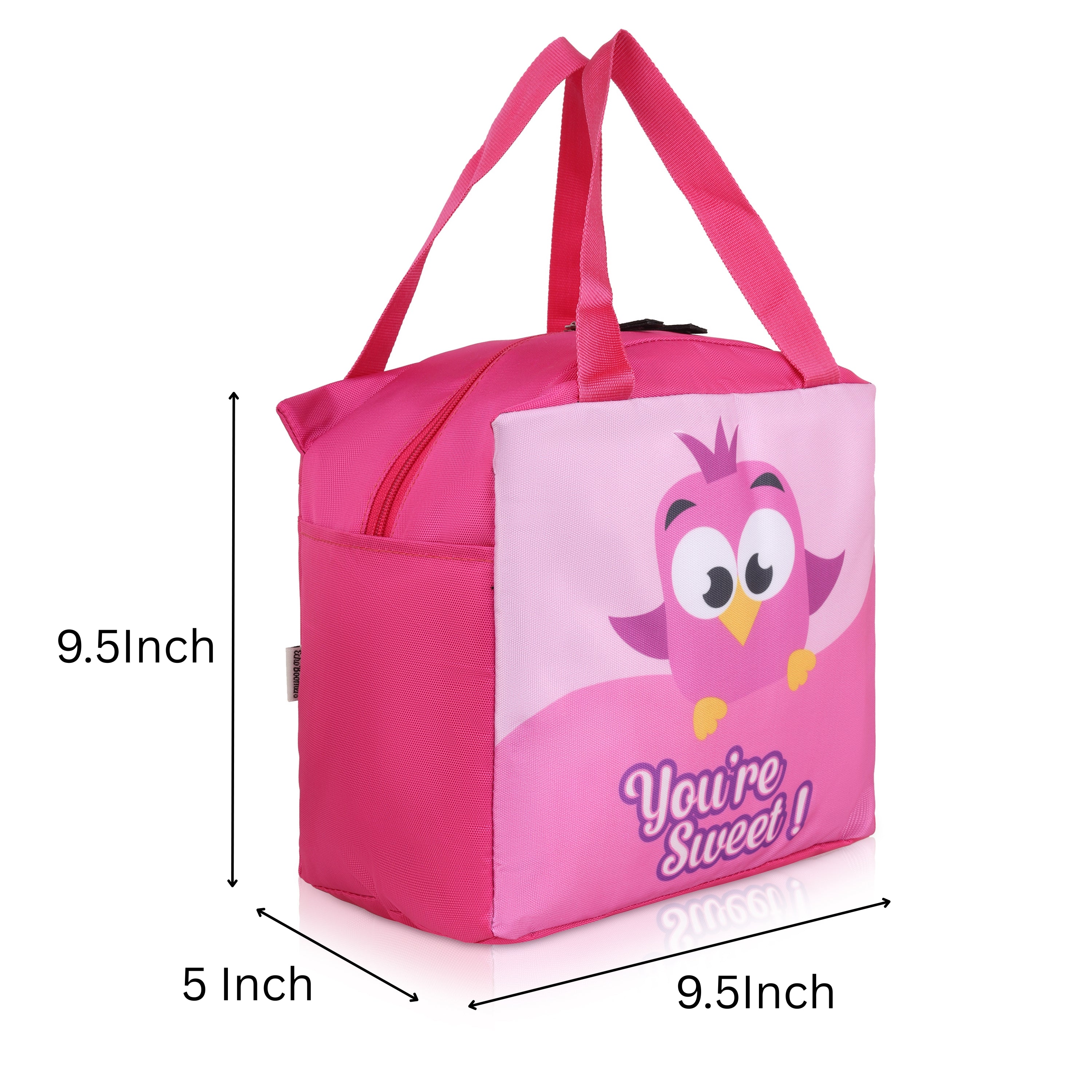Echo Boomers You Are Sweet Pink Bird Print Lunch Bag for Kids | Stylish, Lightweight & Durable | School, Travel & Picnic Use | Premium Zipper, Sturdy Handle, Easy to Clean