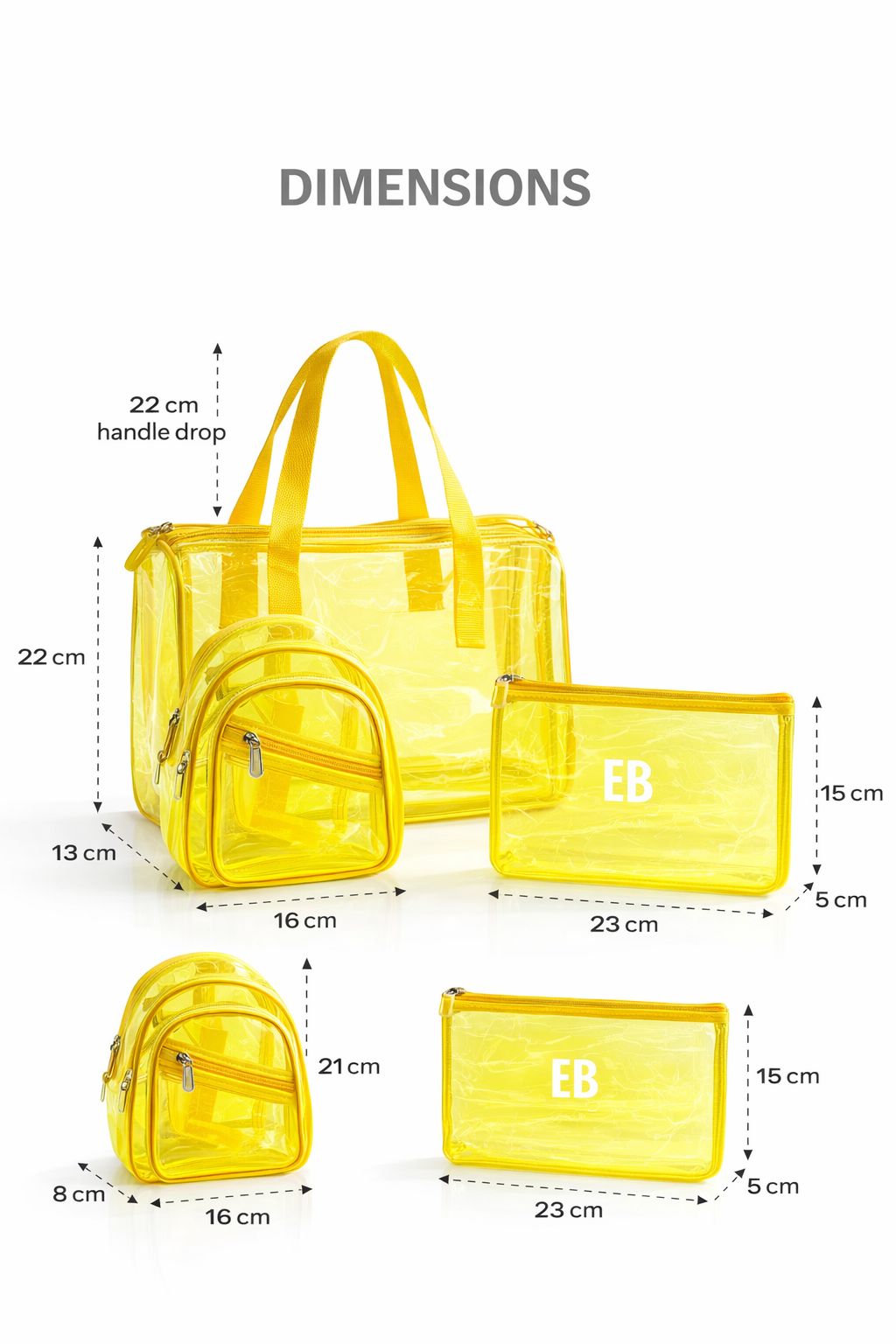 Echo Boomers Premium Orange PVC Transparent Bag Combo Set (3 pcs) – Duffel Bag, Mini Backpack & Pouch | Waterproof Travel, Gym & Toiletry Organizer for Men & Women