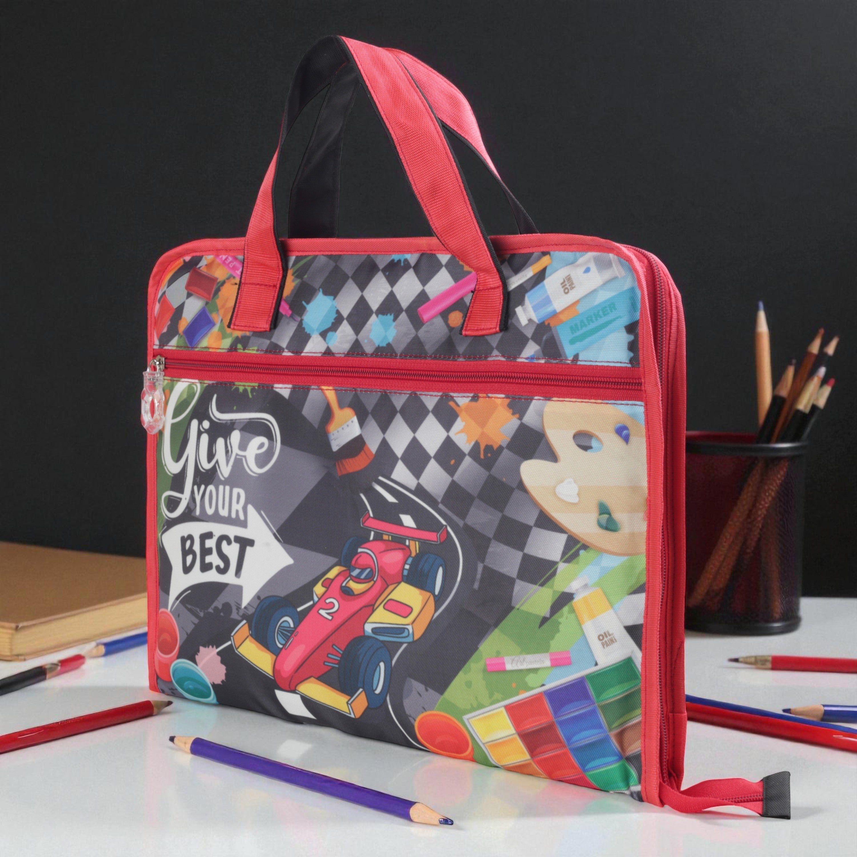 Echo Boomers A4 Kids Drawing Bag | Art & Stationery Organizer with Zipper Pocket