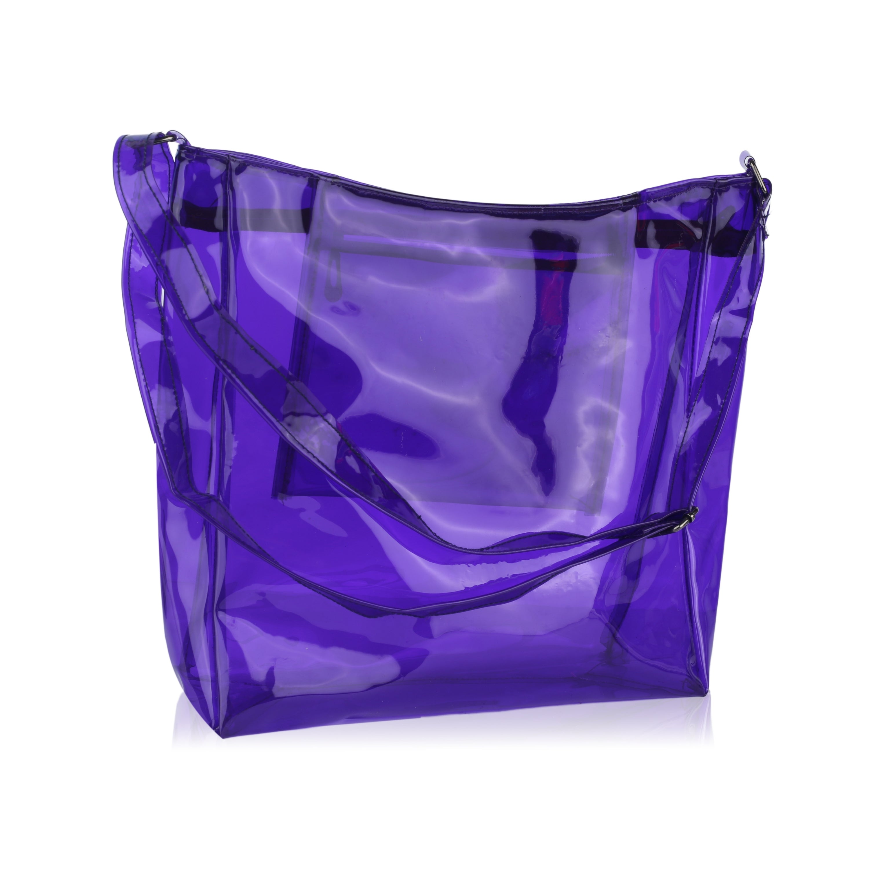 Echo Boomers Transparent Shoulder Bag – Neon Orange, Pink, Green ,Purple, Yellow & Blue| Stylish, Spacious, Durable & Multipurpose PVC Tote
