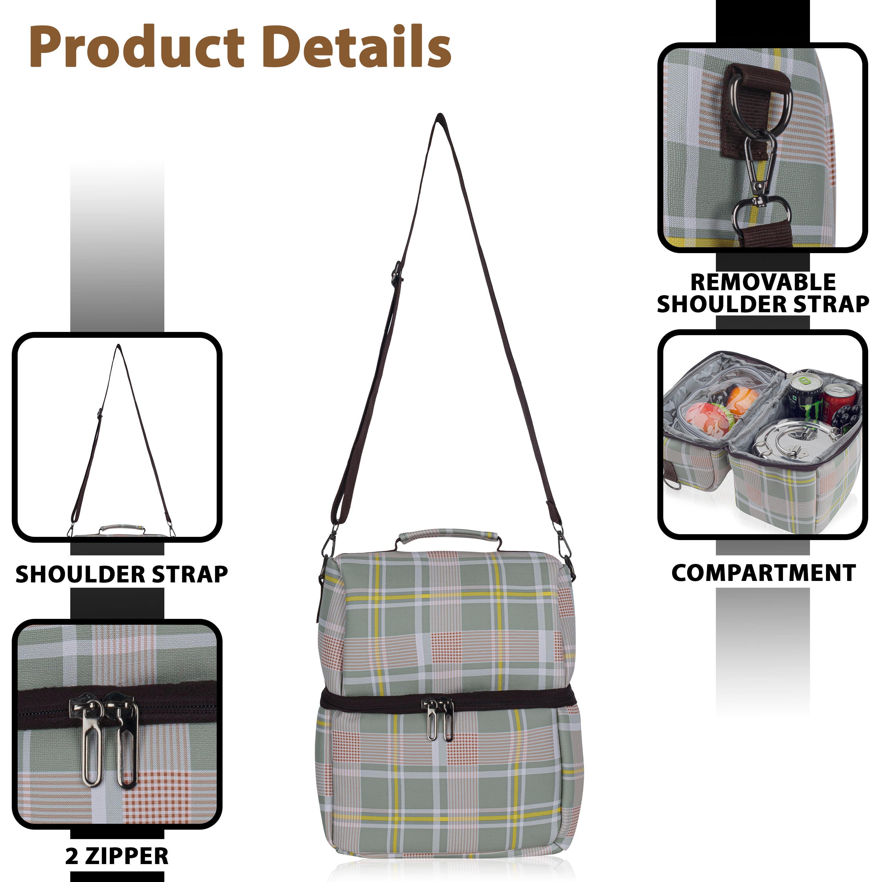 Echo Boomers 10L Insulated Lunch Bag for Men & Women |Premium Tiffin Bag – Stylish & Durable Meal Companion (Green)
