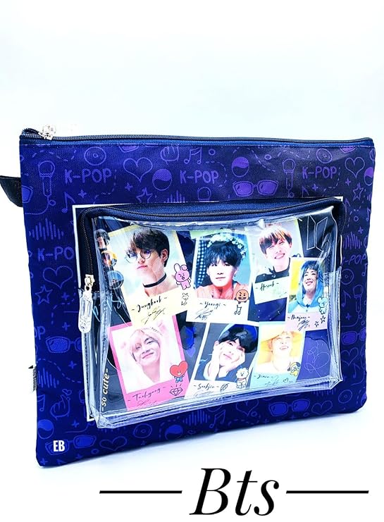 Echo Boomers BTS Print Laptop Sleeve Multi Zipper Utility Pockets Pouch