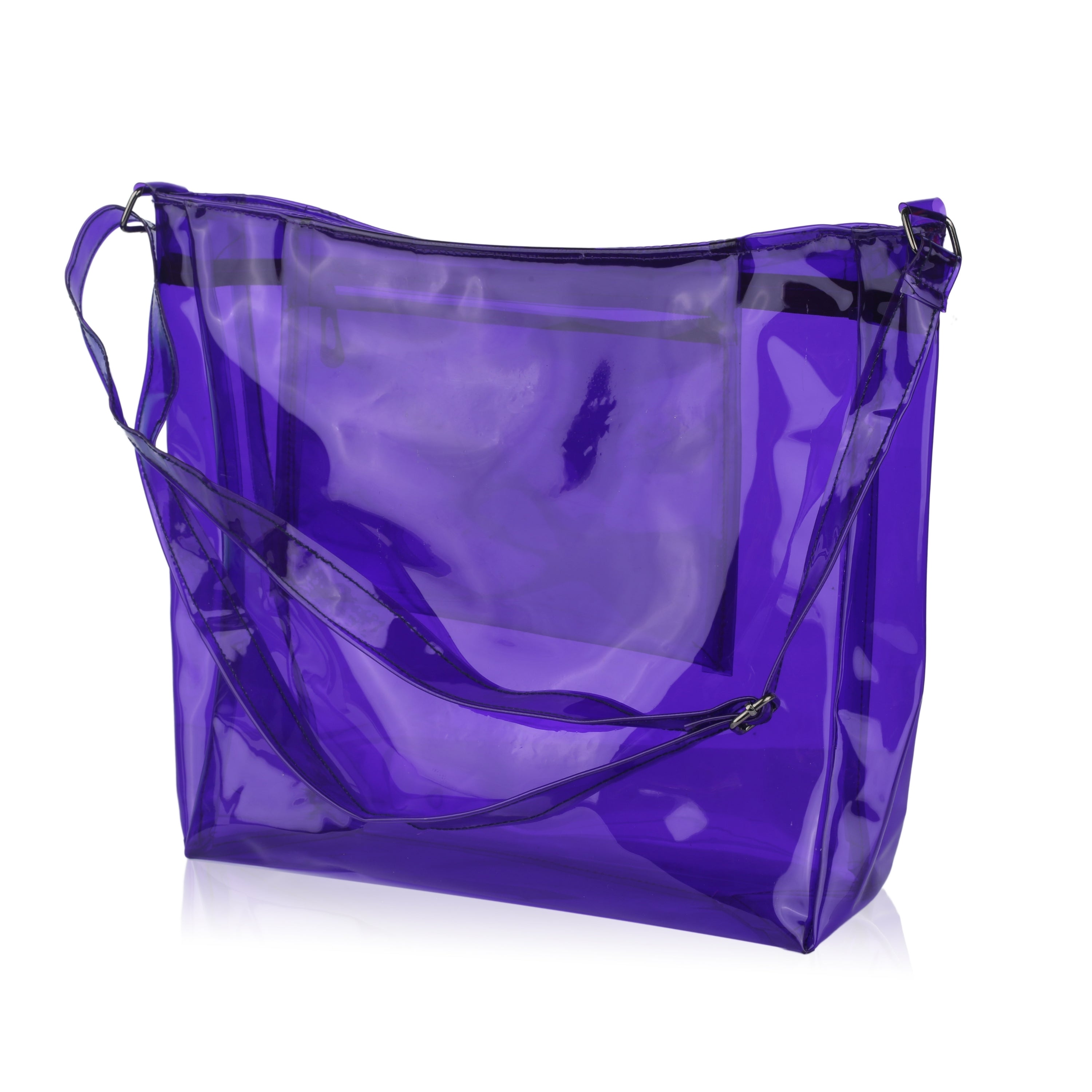 Echo Boomers Transparent Shoulder Bag – Neon Orange, Pink, Green ,Purple, Yellow & Blue| Stylish, Spacious, Durable & Multipurpose PVC Tote