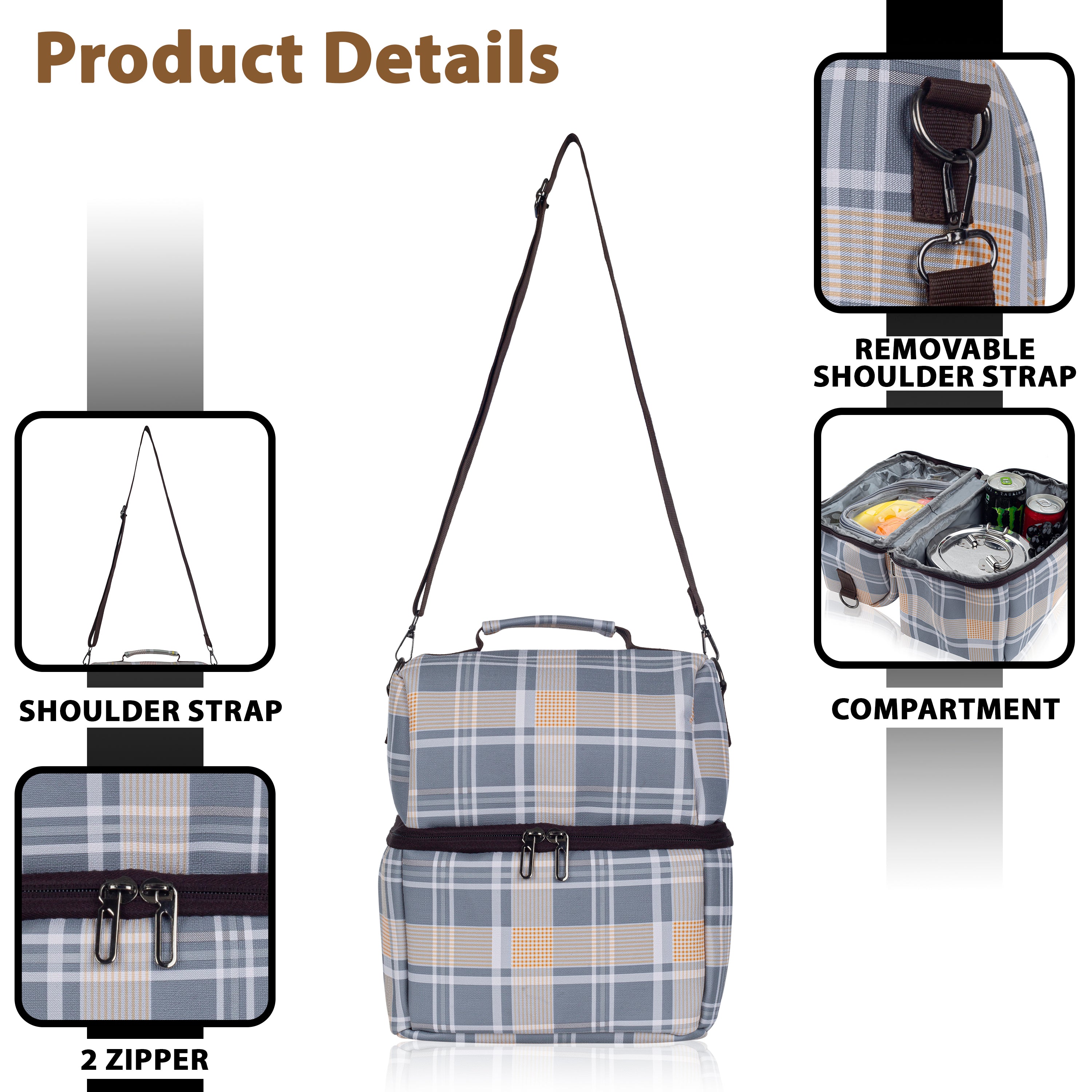 Echo Boomers 10L Insulated Lunch Bag for Men & Women | Premium Tiffin Bag – Stylish & Durable Meal Companion (Grey)