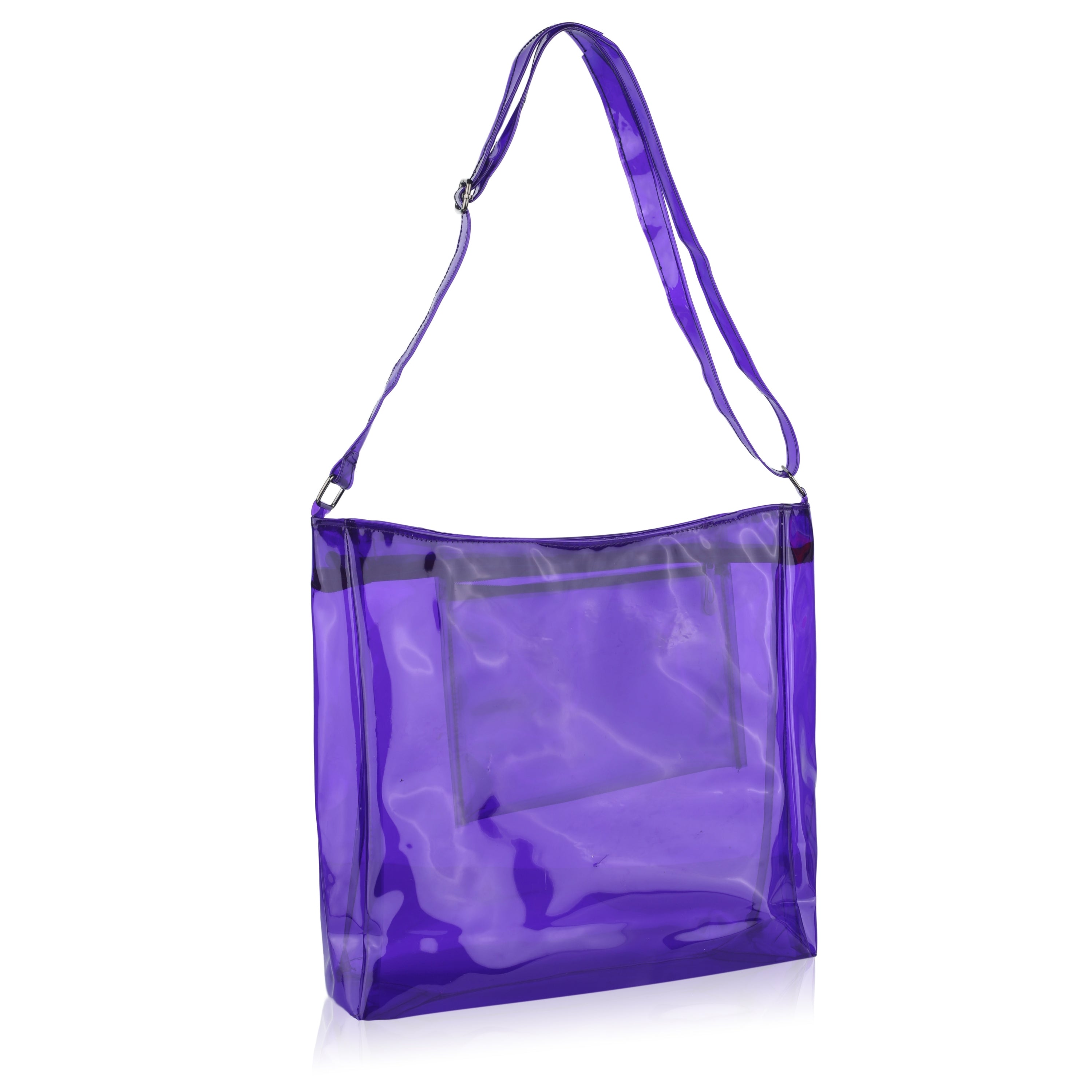Echo Boomers Transparent Shoulder Bag – Neon Orange, Pink, Green ,Purple, Yellow & Blue| Stylish, Spacious, Durable & Multipurpose PVC Tote