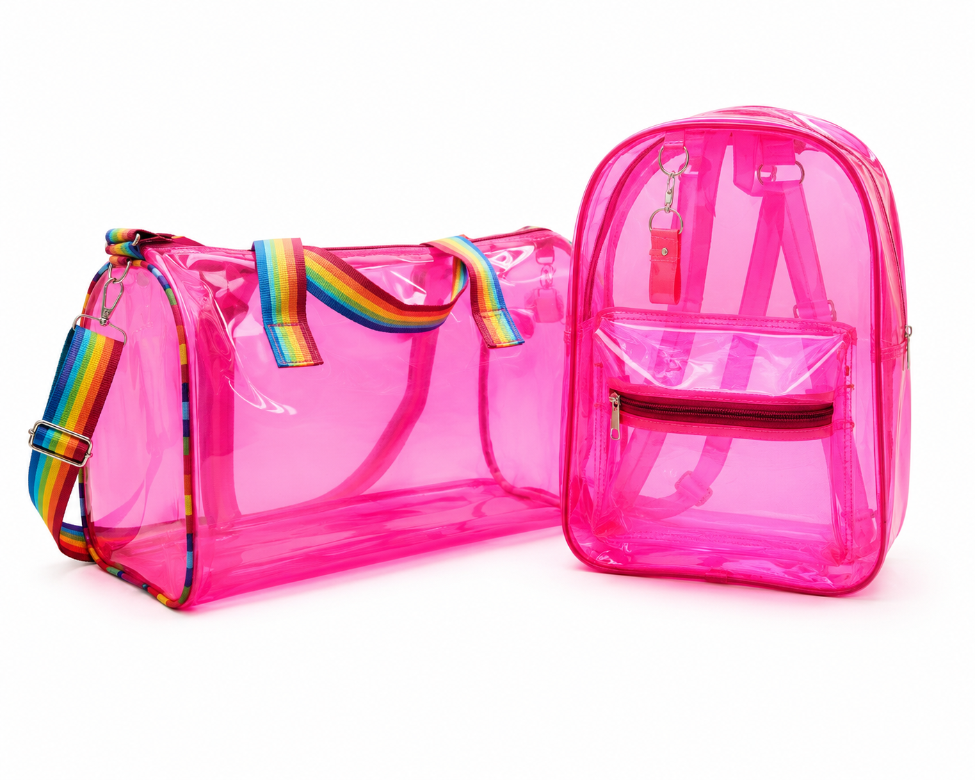 Echo Boomers Transparent PVC Duffle Bag & Backpack Combo | Water-Resistant Travel, Gym, Beach, Swimming & Sports Bag Set with Adjustable Shoulder Strap