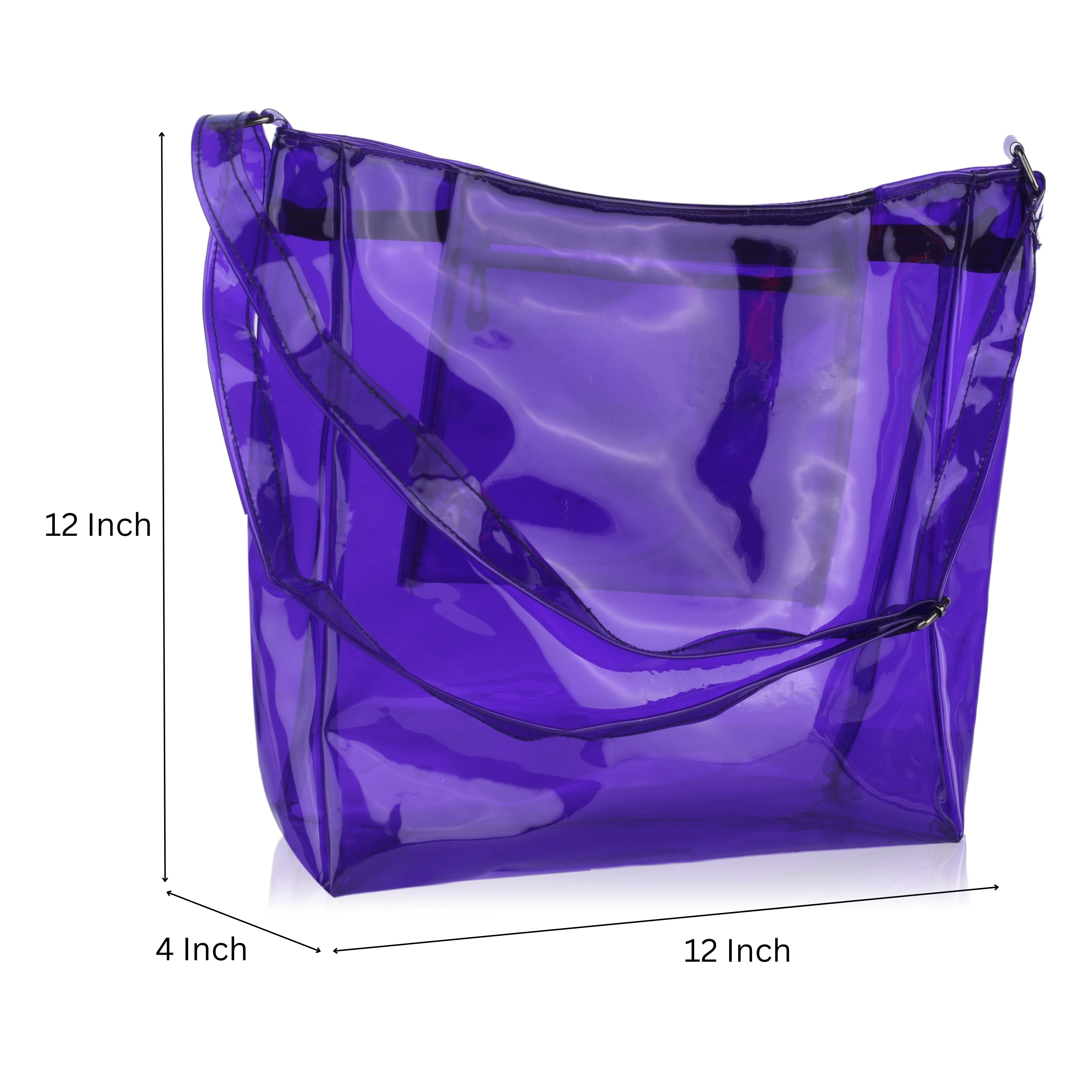 Echo Boomers Transparent Shoulder Bag – Neon Orange, Pink, Green ,Purple, Yellow & Blue| Stylish, Spacious, Durable & Multipurpose PVC Tote