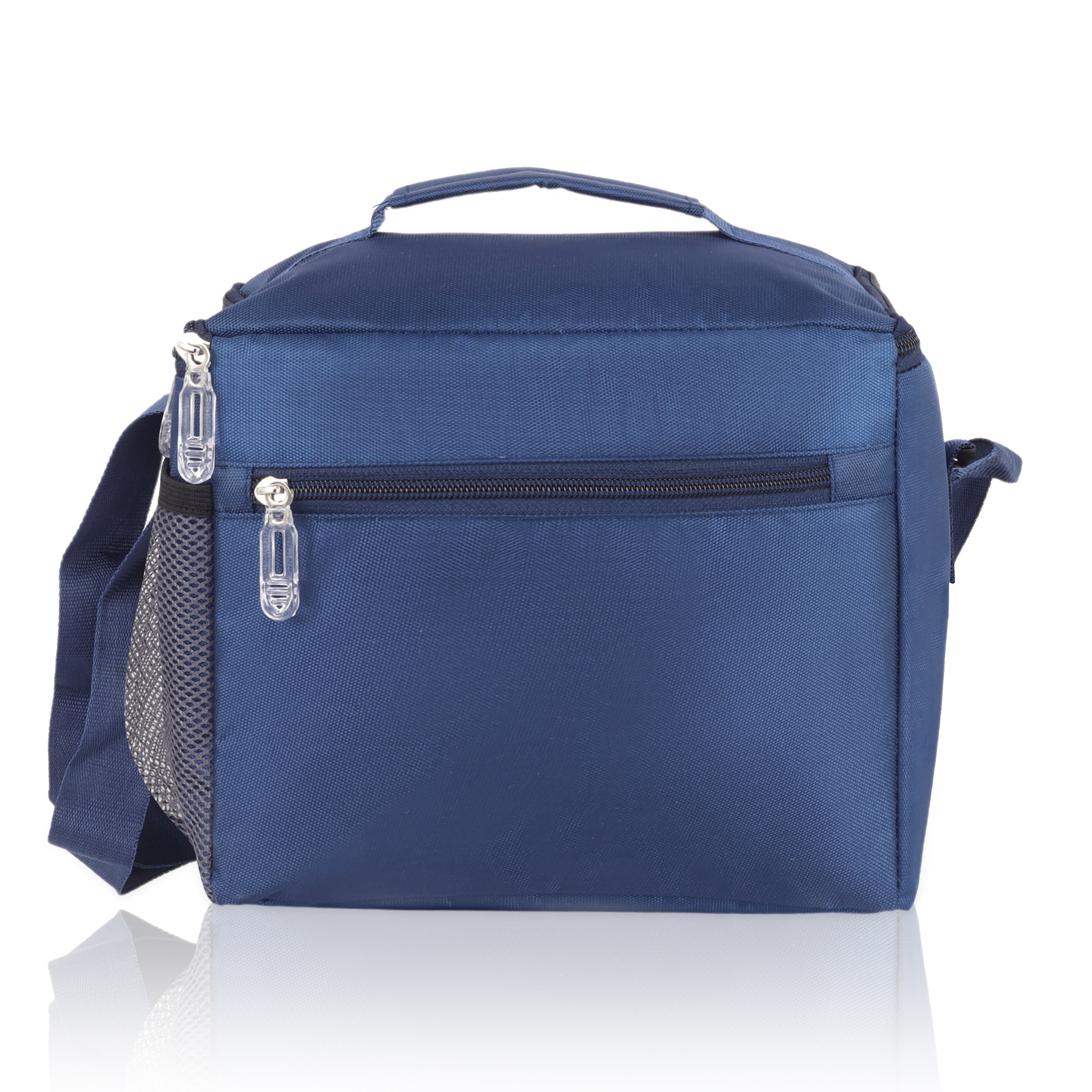 Echo Boomers Music Printed Insulated Lunch Bag, Tiffin and Food Storage Bag for Work, Students, Office, Picnic, College & School with Bottle Holder & Multiple Zipper Pockets (Blue)