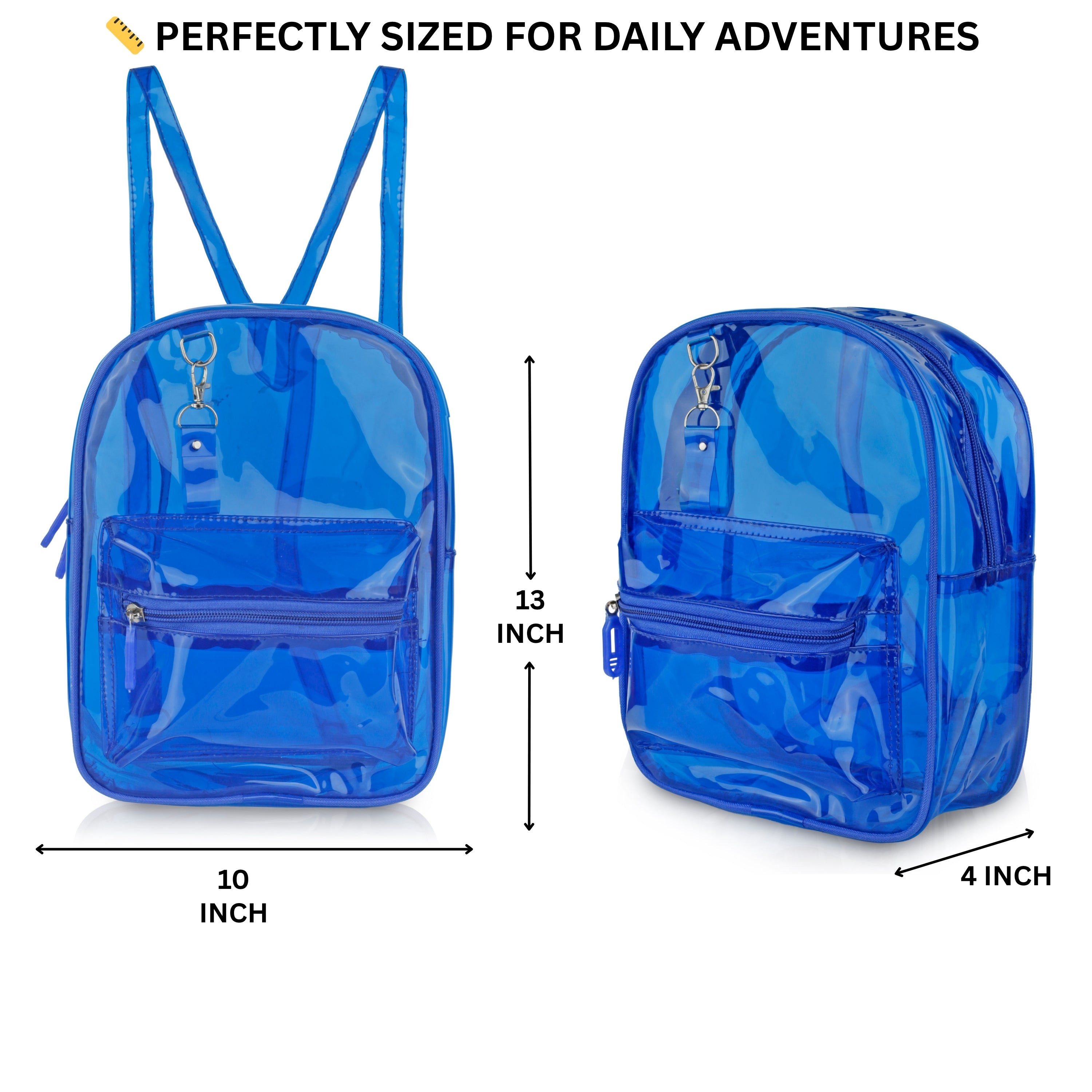 Echo Boomers Stylish Transparent Jelly Backpack | Trendy Neon Yellow Clear Bag | 50 GSM Waterproof PVC School, College & Travel Backpack with Front Zipper Pocket