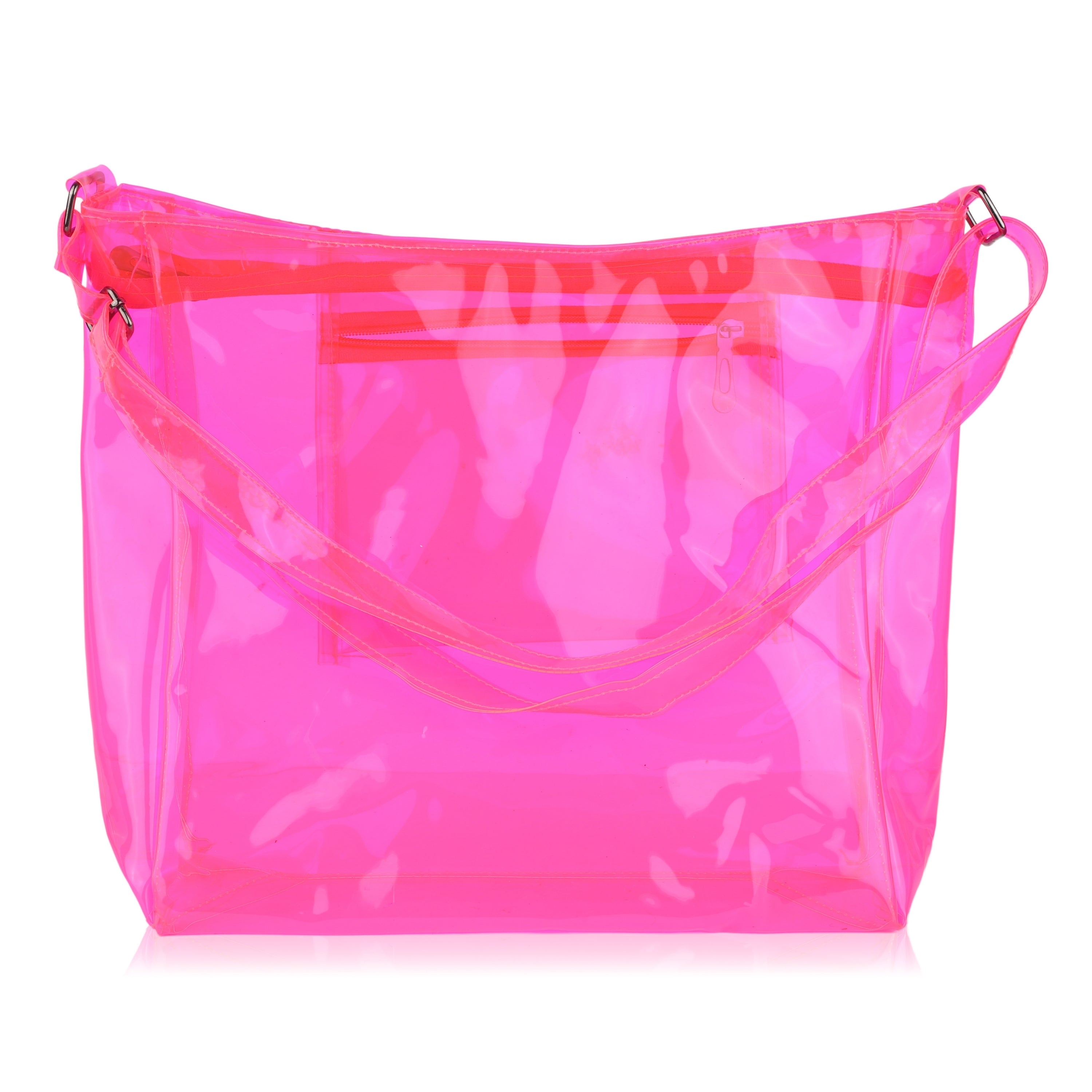 Echo Boomers Transparent Shoulder Bag – Neon Orange, Pink, Green ,Purple, Yellow & Blue| Stylish, Spacious, Durable & Multipurpose PVC Tote