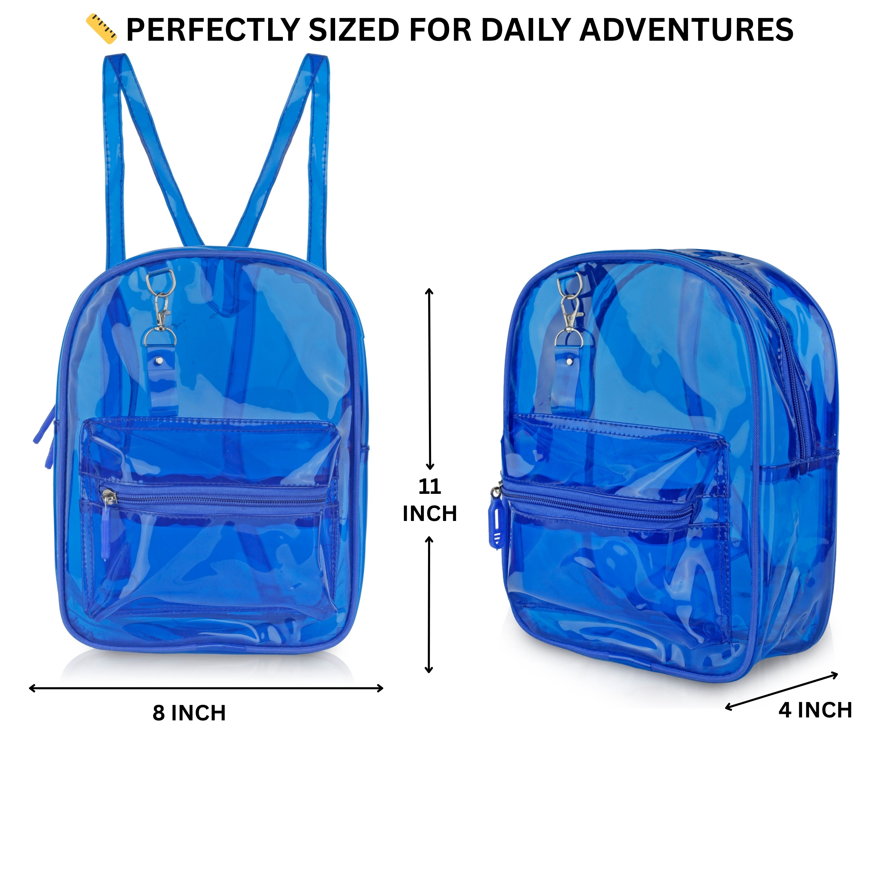 Echo Boomers Stylish Transparent Jelly Backpack | Trendy Neon  Clear Bag | 50 GSM Waterproof PVC School, College & Travel Backpack with Front Zipper Pocket