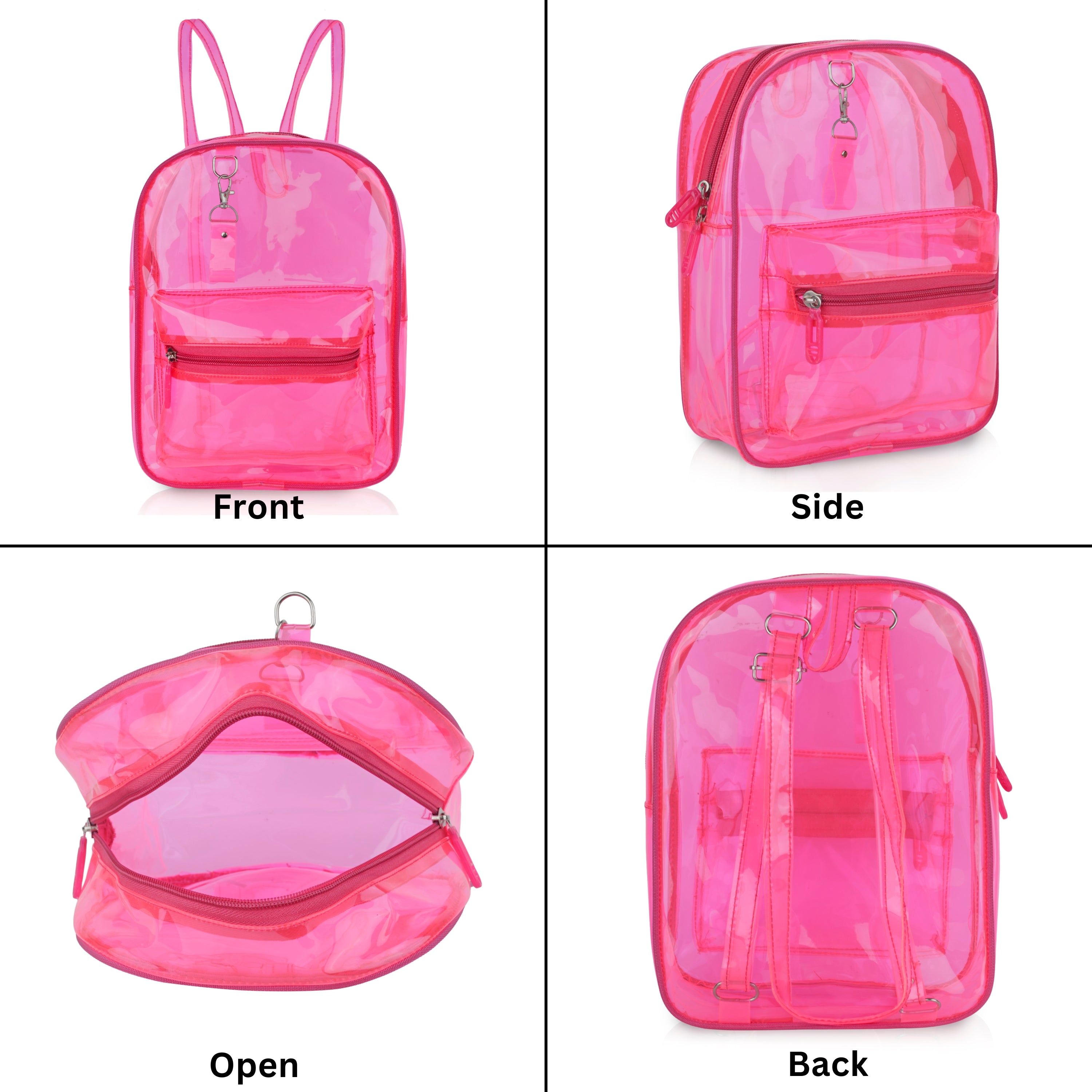 Echo Boomers Stylish Transparent Jelly Backpack | Trendy Neon  Clear Bag | 50 GSM Waterproof PVC School, College & Travel Backpack with Front Zipper Pocket