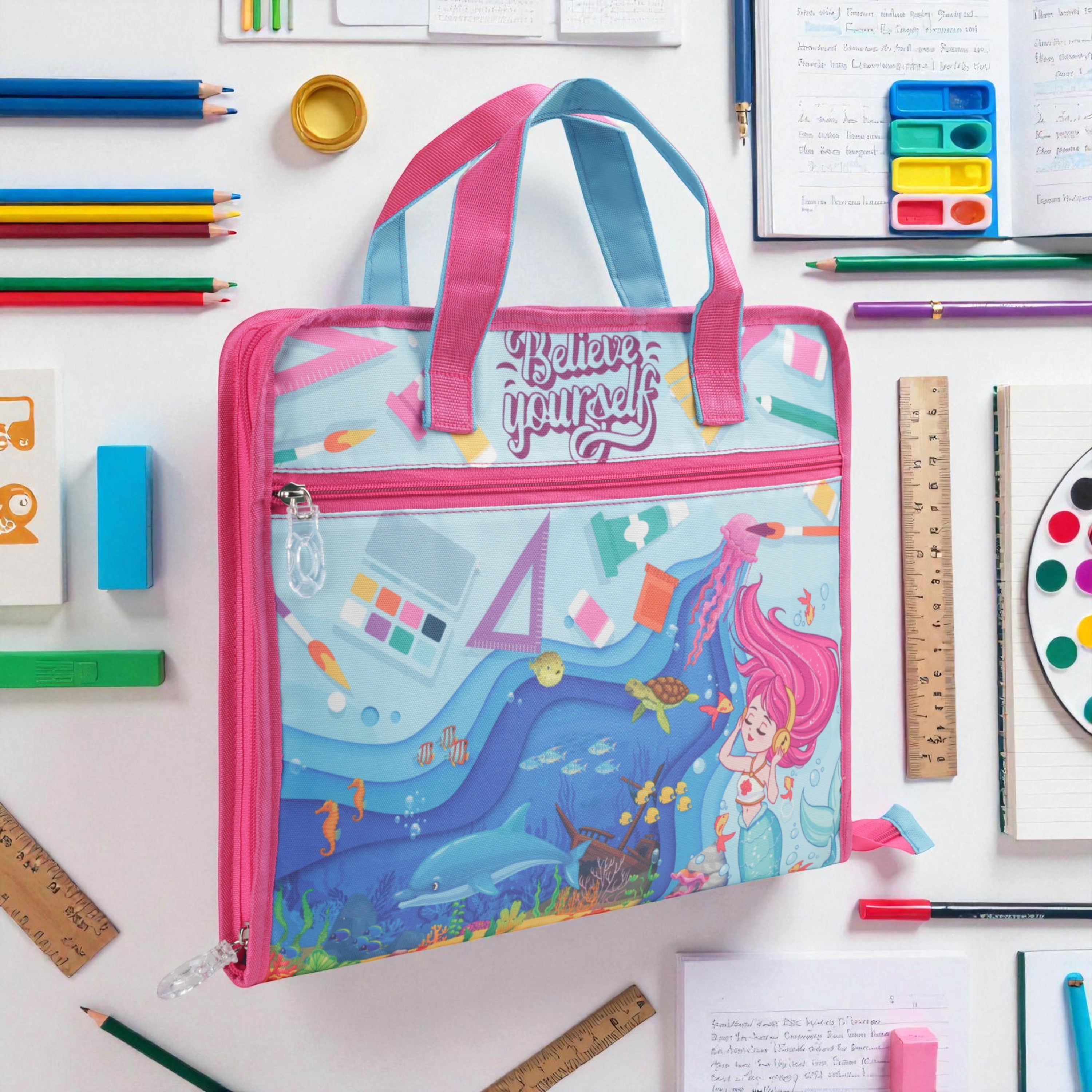 Echo Boomers A4 Kids Drawing Bag | Art & Stationery Organizer with Zipper Pocket