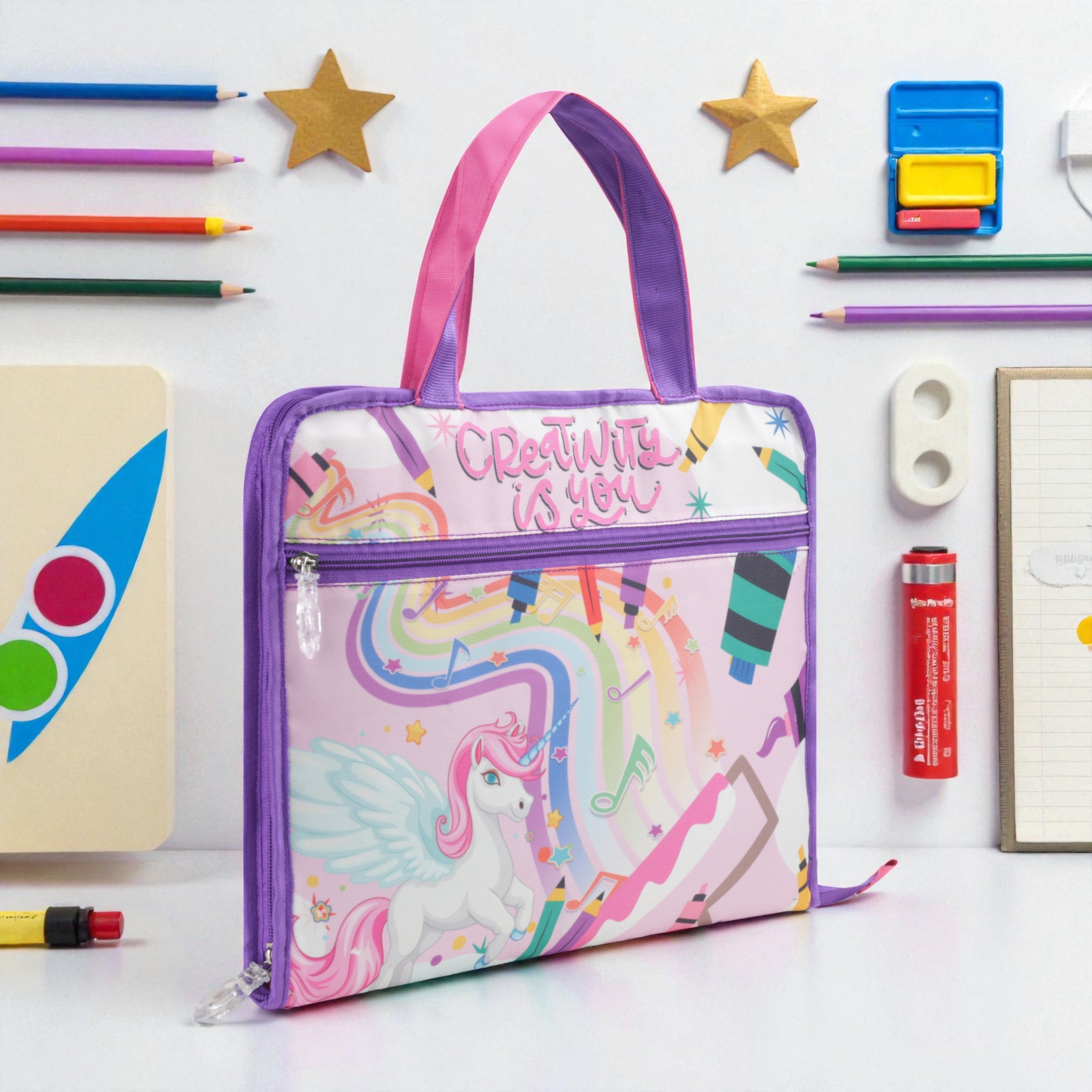 Echo Boomers A4 Kids Drawing Bag | Art & Stationery Organizer with Zipper Pocket