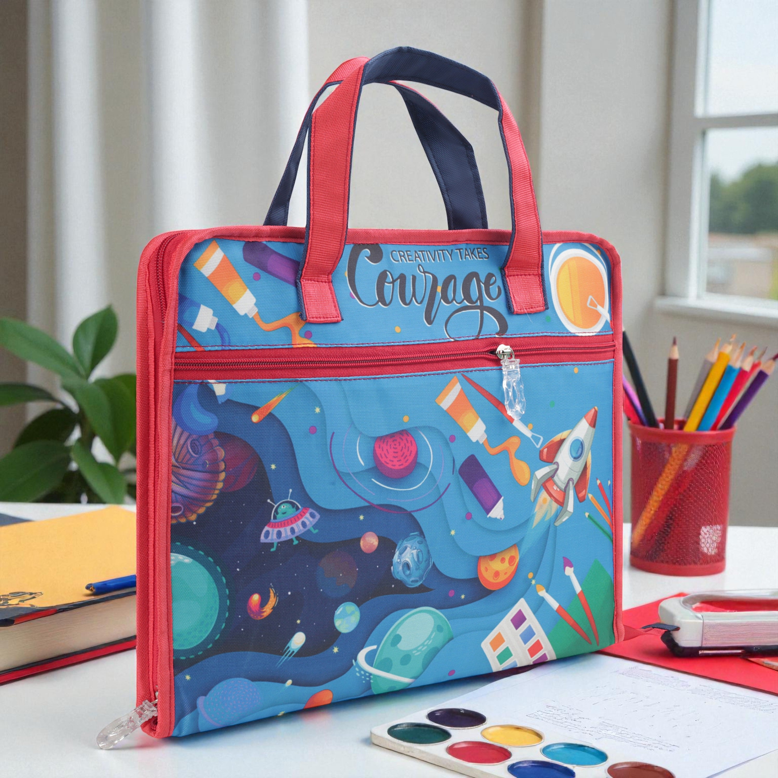 Echo Boomers A4 Kids Drawing Bag | Art & Stationery Organizer with Zipper Pocket