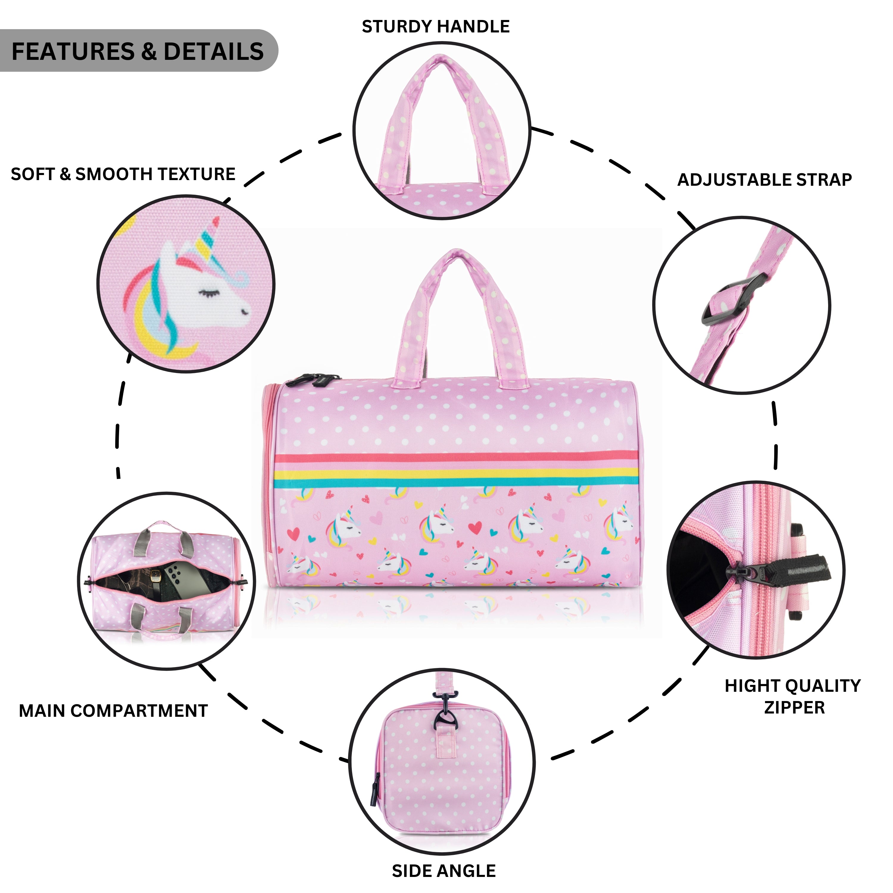 Echo Boomers Square Unicorn Print Duffle Bag – Stylish Travel & Gym Bag with Shoe Compartment