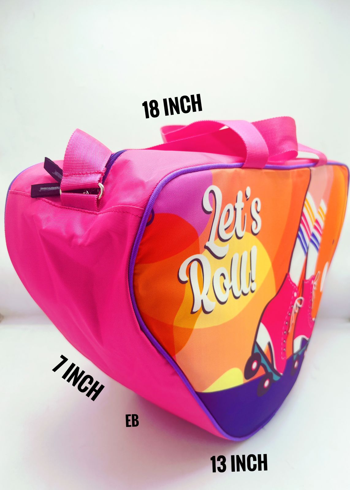 Echo Boomers Skating Bag for Kids & Teens | 18"x13" Large Sports Duffel with “Time to Skate” Print | Lightweight, Water-Resistant Travel & School Bag for Roller Skates, Gear & Accessories (Blue)