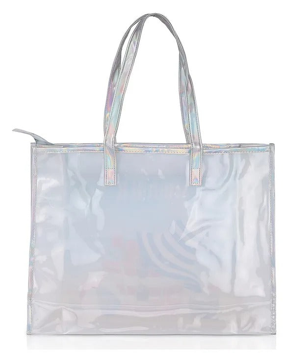 Echo Boomers Beach Tote Bag – Transparent Summer Design with Cool Print, Sturdy Handles, Lightweight & Stylish for Beach, Pool, Travel, Vacation & Daily Use