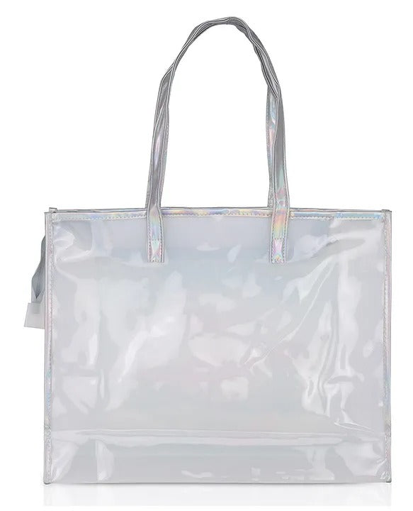 Echo Boomers Beach Tote Bag – Transparent Summer Design with Cool Print, Sturdy Handles, Lightweight & Stylish for Beach, Pool, Travel, Vacation & Daily Use