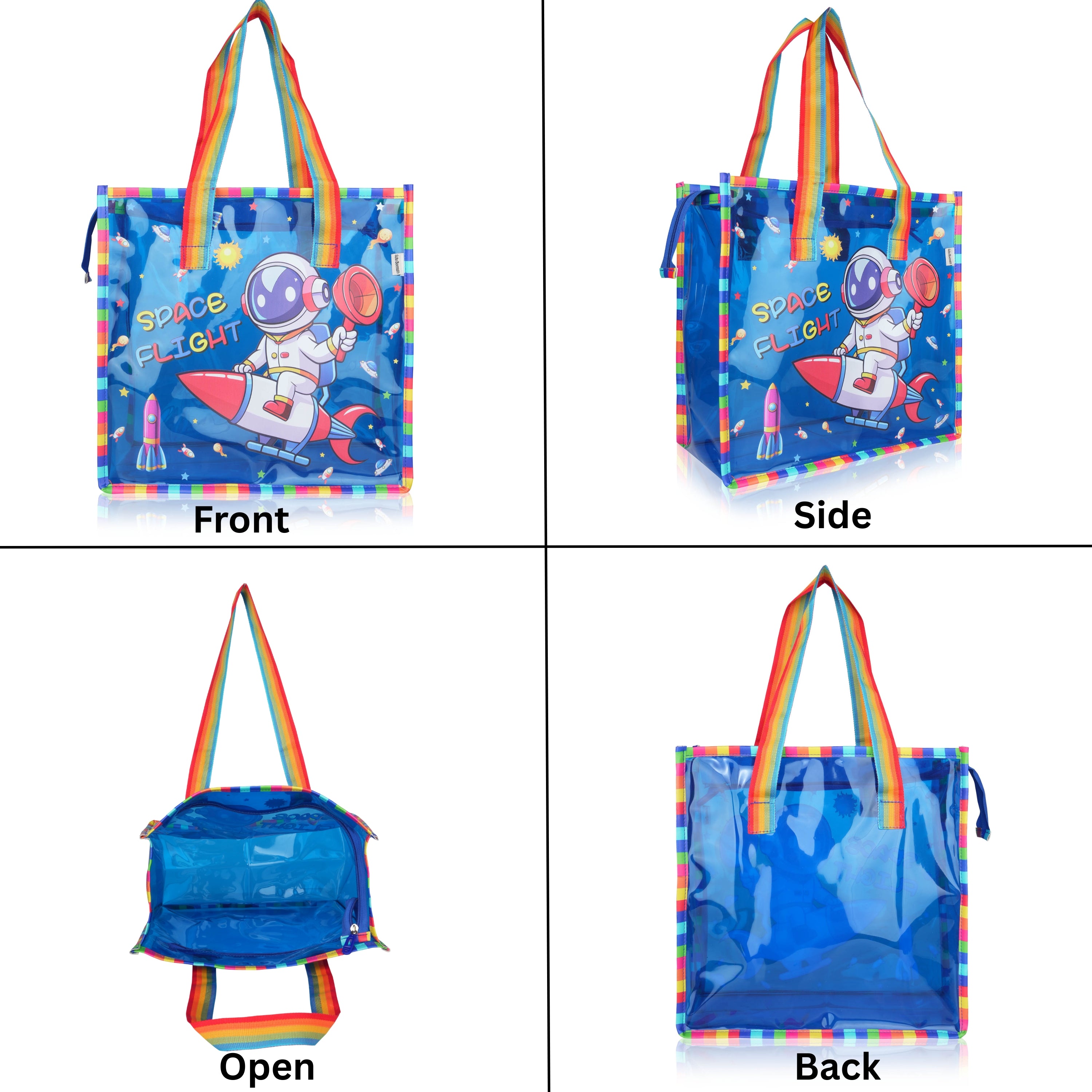 Echo Boomers Jelly Green Transparent Tote Bag for Girls & Boys | UV Printed Let’s Travel Design | Waterproof PVC Handbag | Lightweight Shopping, Outdoor, Beach & Swimming Carry Bag