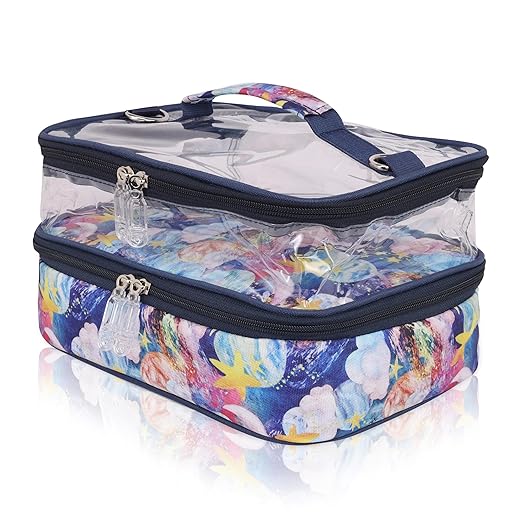 Echo Boomers Clouds Print Large Double-Decker Insulated Lunch Bag with Multi-Zipper Pockets