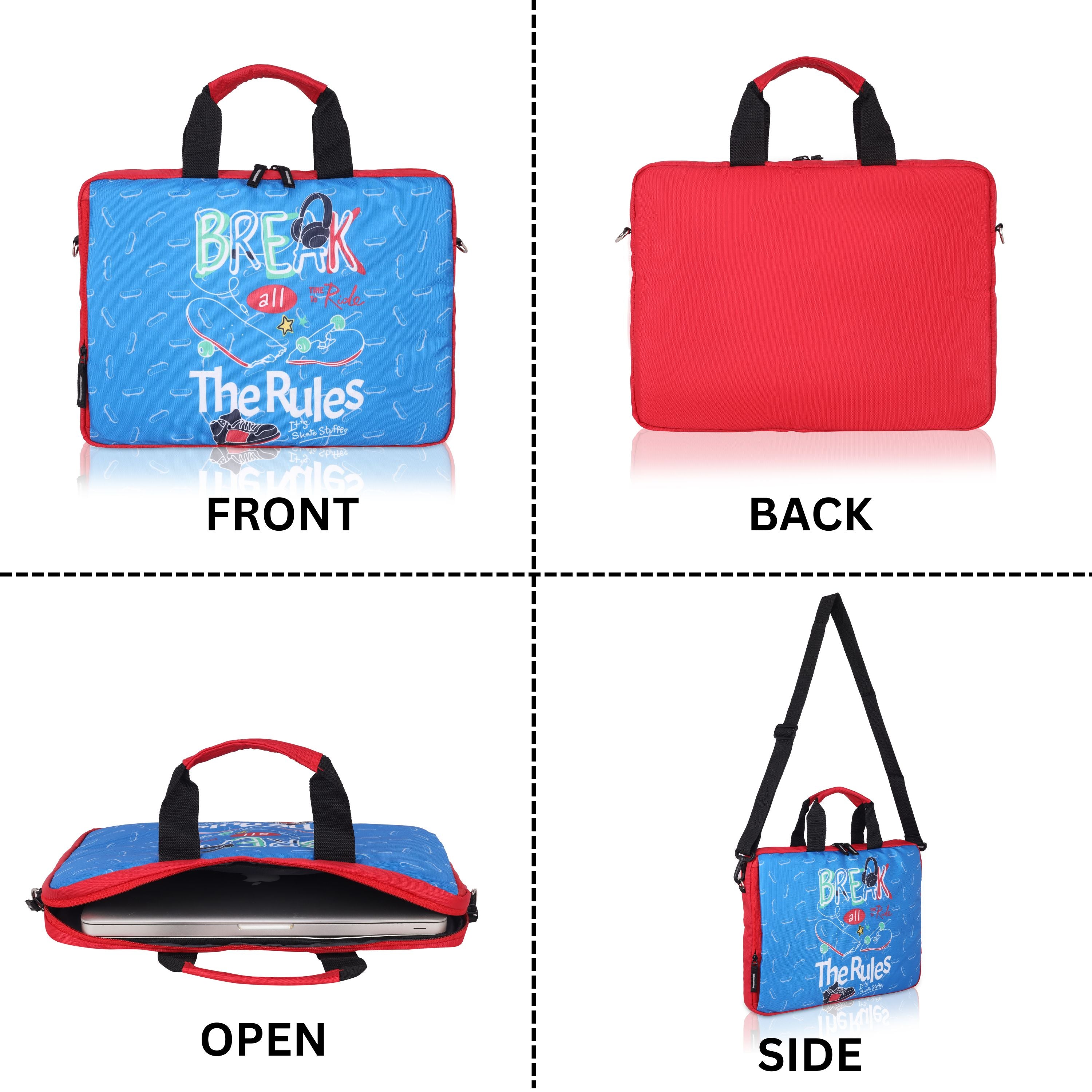 Echo Boomers “Break the Rules” Skateboard-Themed Laptop Sling Bag – 15 Inch Stylish Office & School Messenger Bag for Boys & Teens