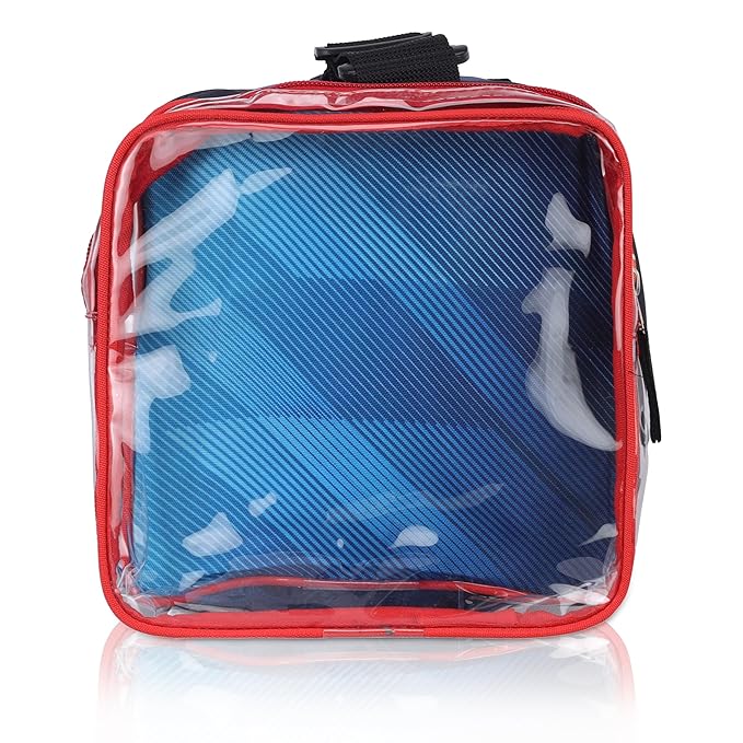 Echo Boomers Red Sports Print Square Travel Duffle Gym Luggage Bag with PVC Side Compartments