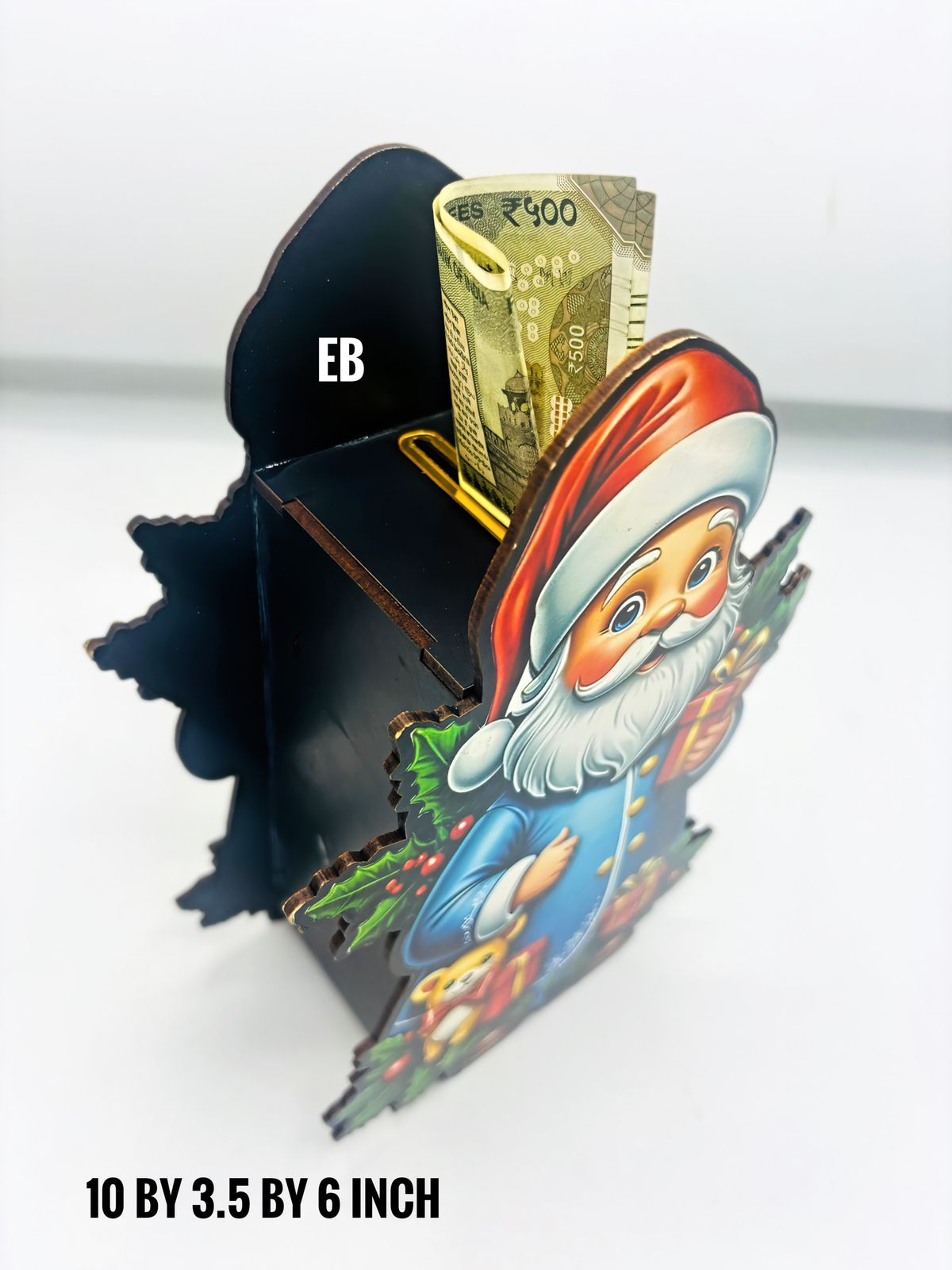 Echo Boomers MDF 3D Santa Money Bank – Kids & Student Coin Savings Box | Christmas Gift