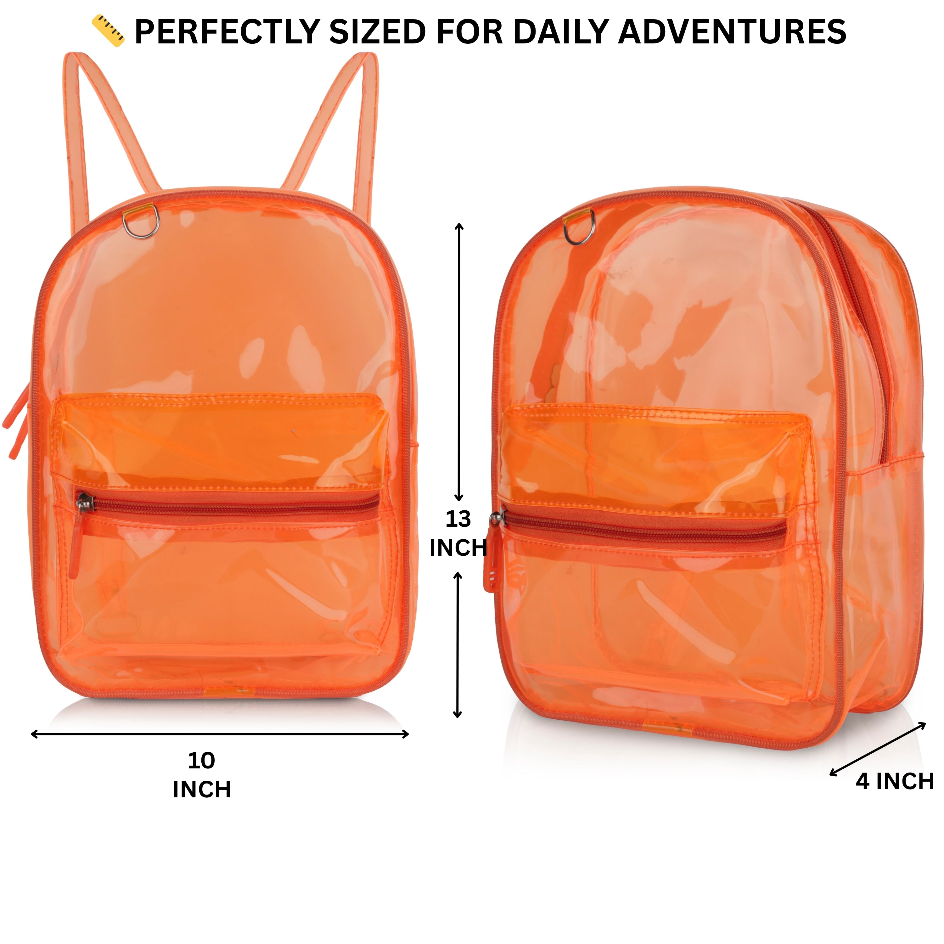 Echo Boomers Stylish Transparent Jelly Backpack | Trendy Neon Yellow Clear Bag | 50 GSM Waterproof PVC School, College & Travel Backpack with Front Zipper Pocket