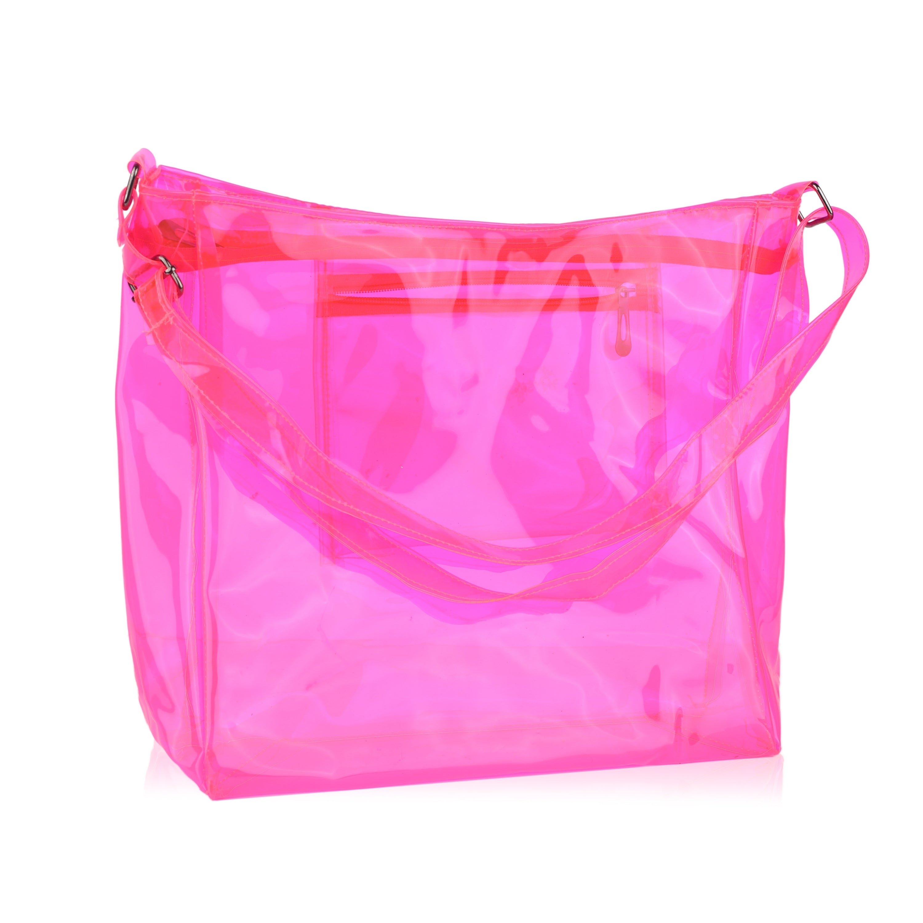 Echo Boomers Transparent Shoulder Bag – Neon Orange, Pink, Green ,Purple, Yellow & Blue| Stylish, Spacious, Durable & Multipurpose PVC Tote