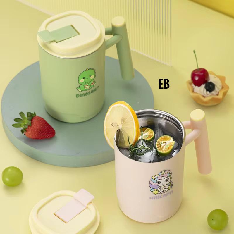 Kids Stainless Steel Insulated Sipper Mug with Lid & Handle – 300 mL (Cartoon Prints)