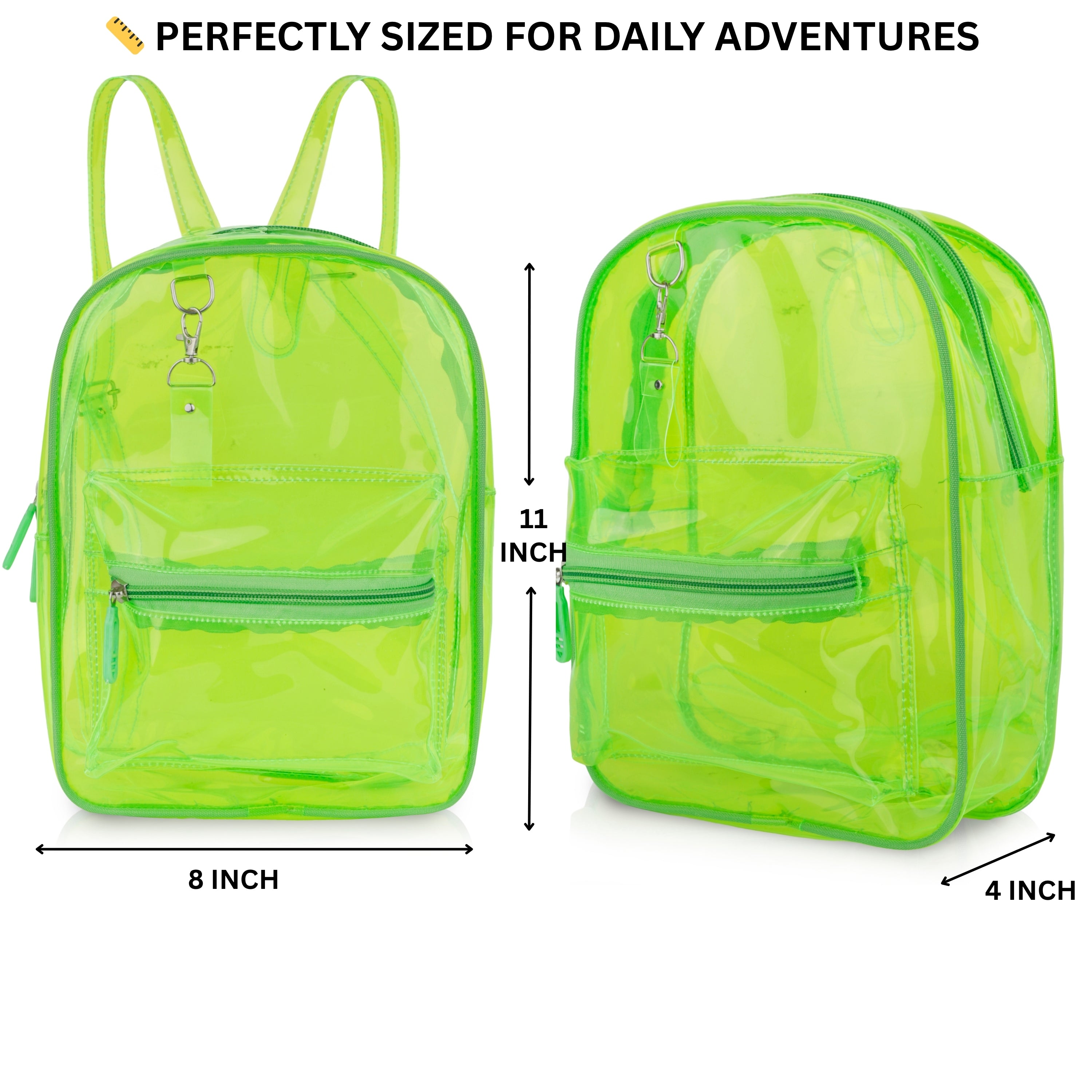 Echo Boomers Stylish Transparent Jelly Backpack | Trendy Neon  Clear Bag | 50 GSM Waterproof PVC School, College & Travel Backpack with Front Zipper Pocket