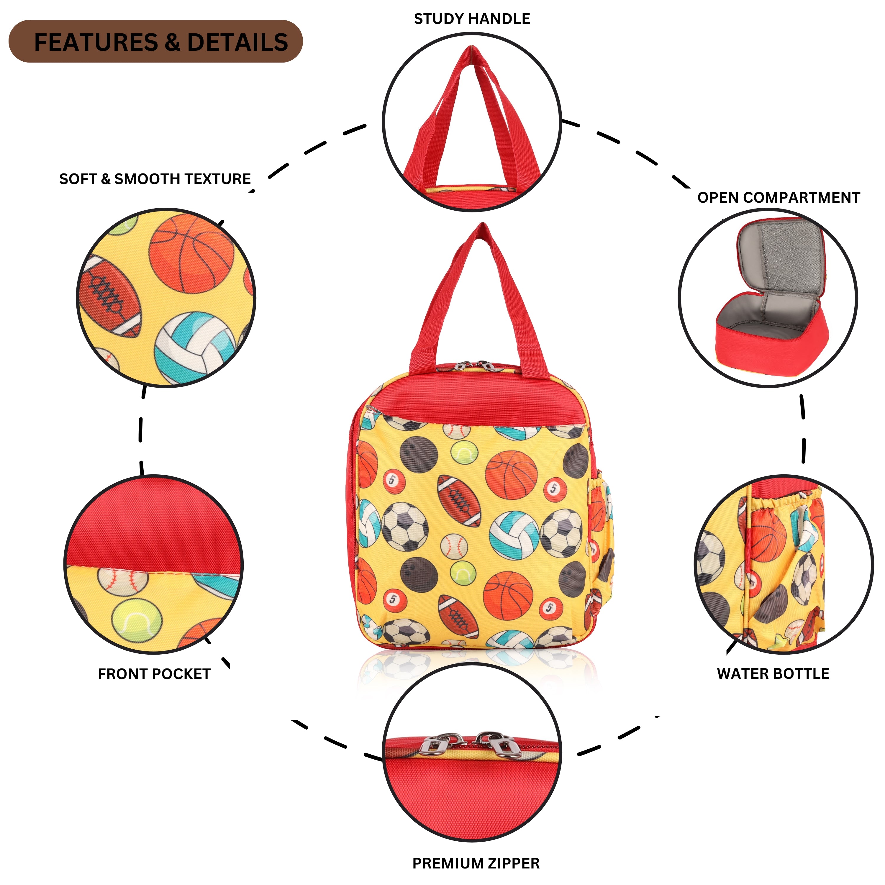 Echo Boomers Premium Football Pint Lunch Bag – Stylish, Lightweight, Attractive, & Durable Meal Companion and versatile bag(Red).