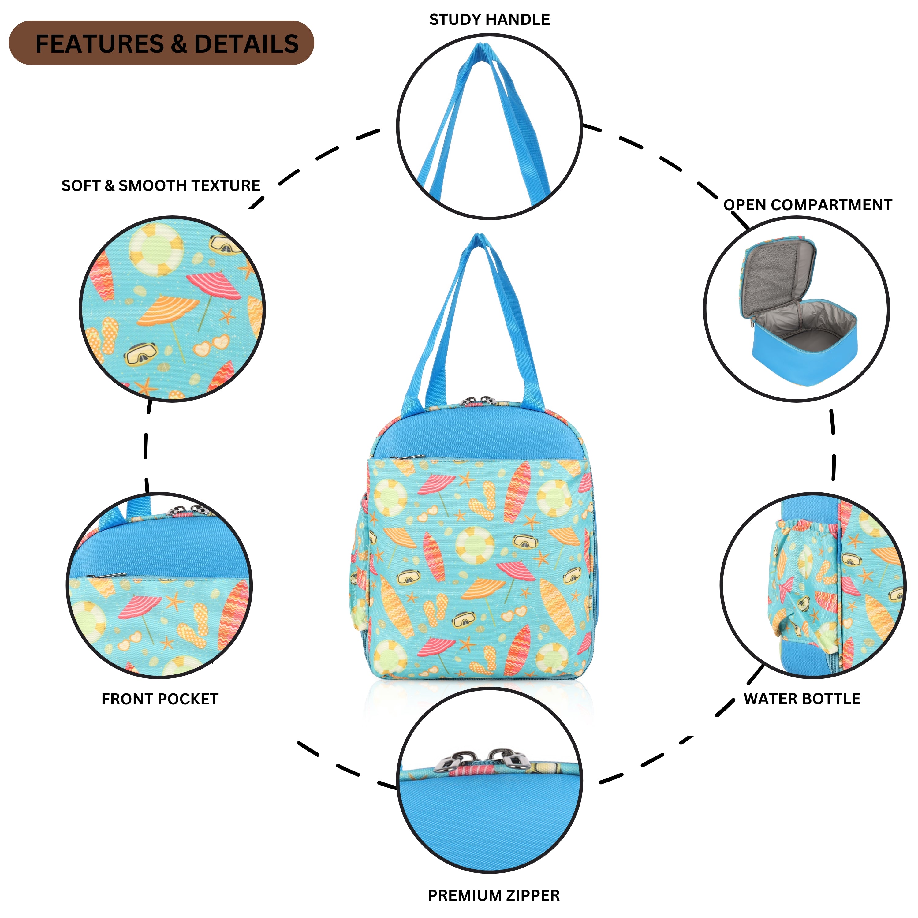 Echo Boomers Premium Beach Pint Lunch Bag – Stylish, Lightweight, Attractive, & Durable Meal Companion and versatile bag(Sky Blue).