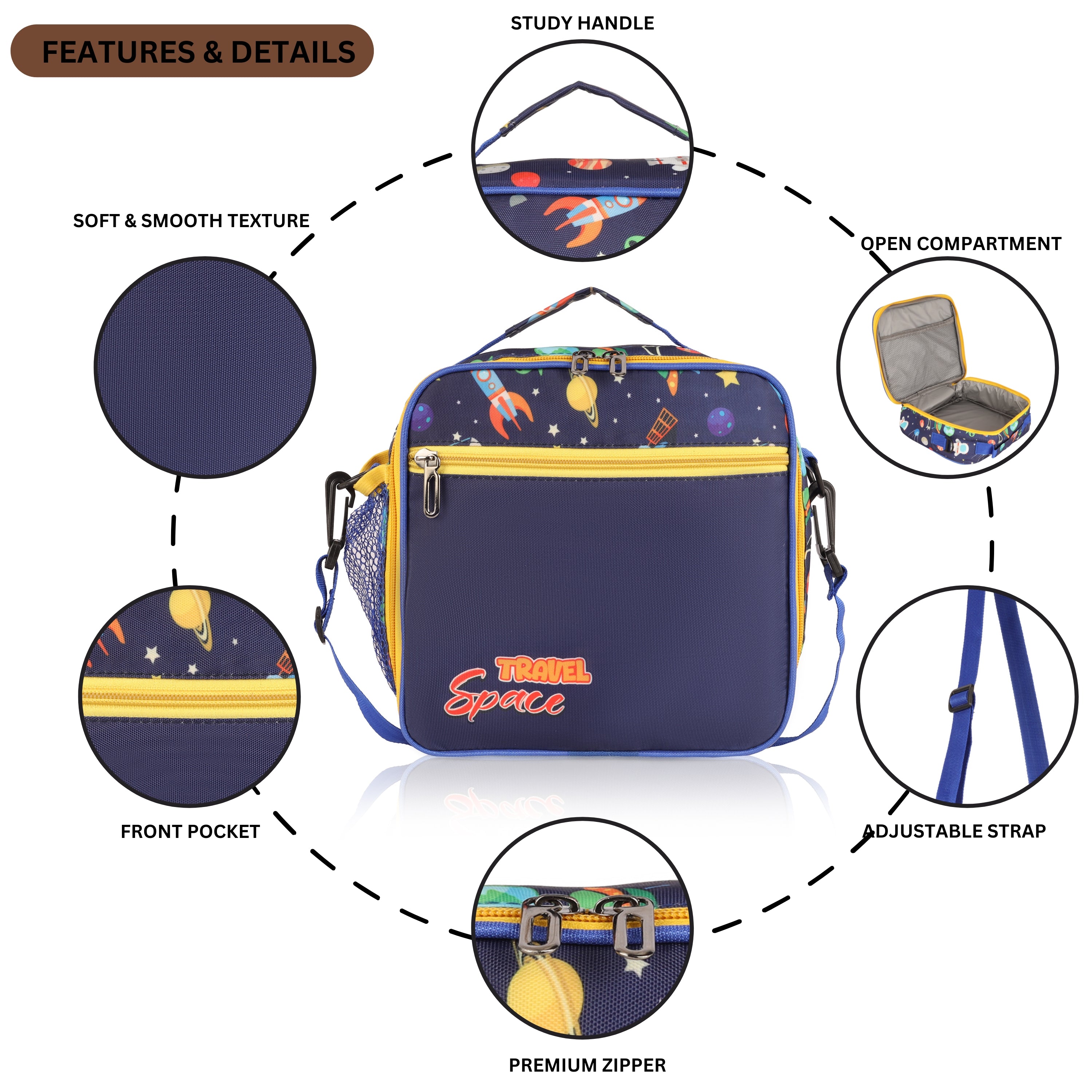 Echo Boomers Premium Space Pint Lunch Bag – Stylish, Lightweight, Attractive, & Durable Meal Companion and versatile bag(Navy).