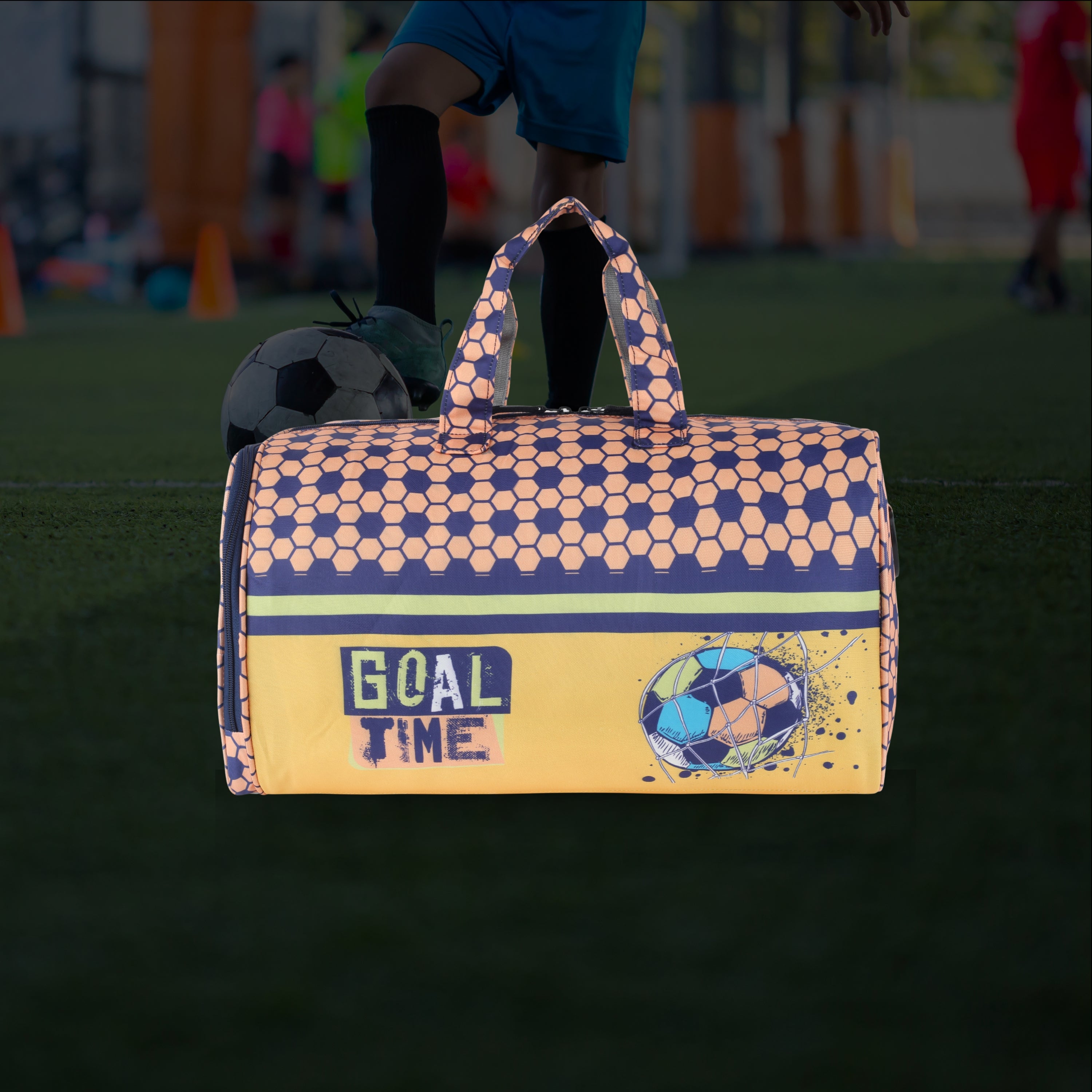 Echo Boomers Square Goal Print Duffle Bag – Stylish Travel & Gym Bag with Shoe Compartment