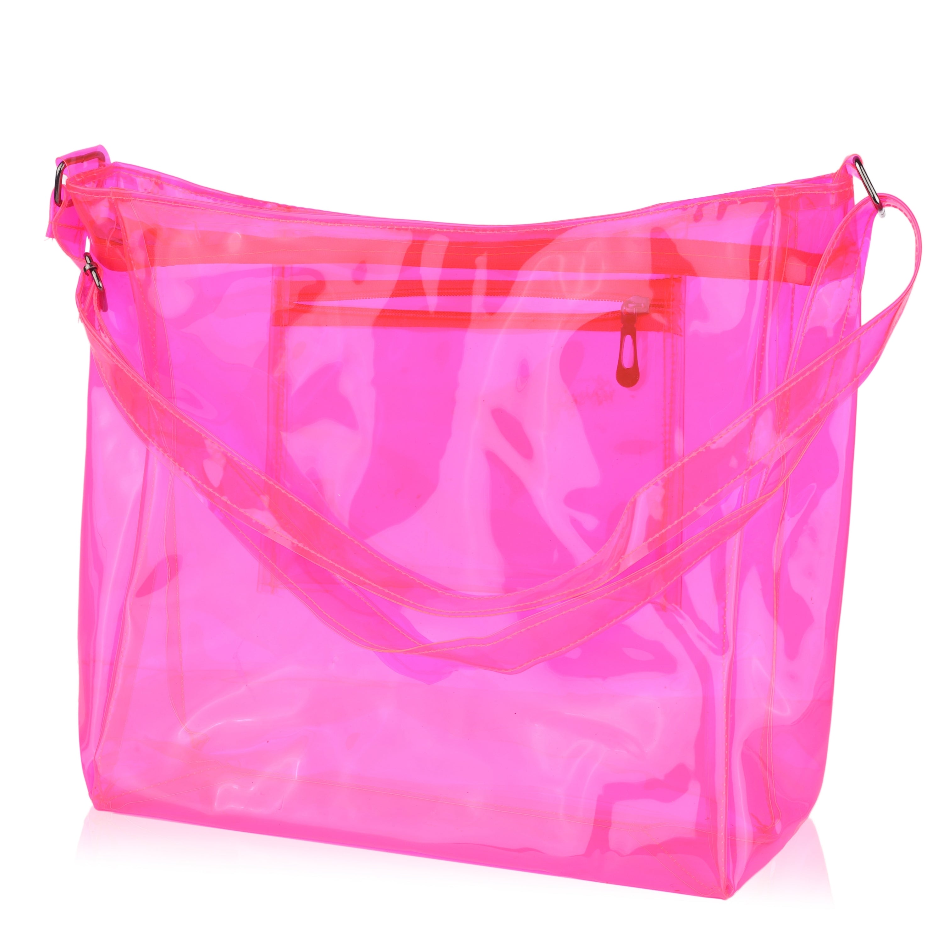 Echo Boomers Transparent Shoulder Bag – Neon Orange, Pink, Green ,Purple, Yellow & Blue| Stylish, Spacious, Durable & Multipurpose PVC Tote
