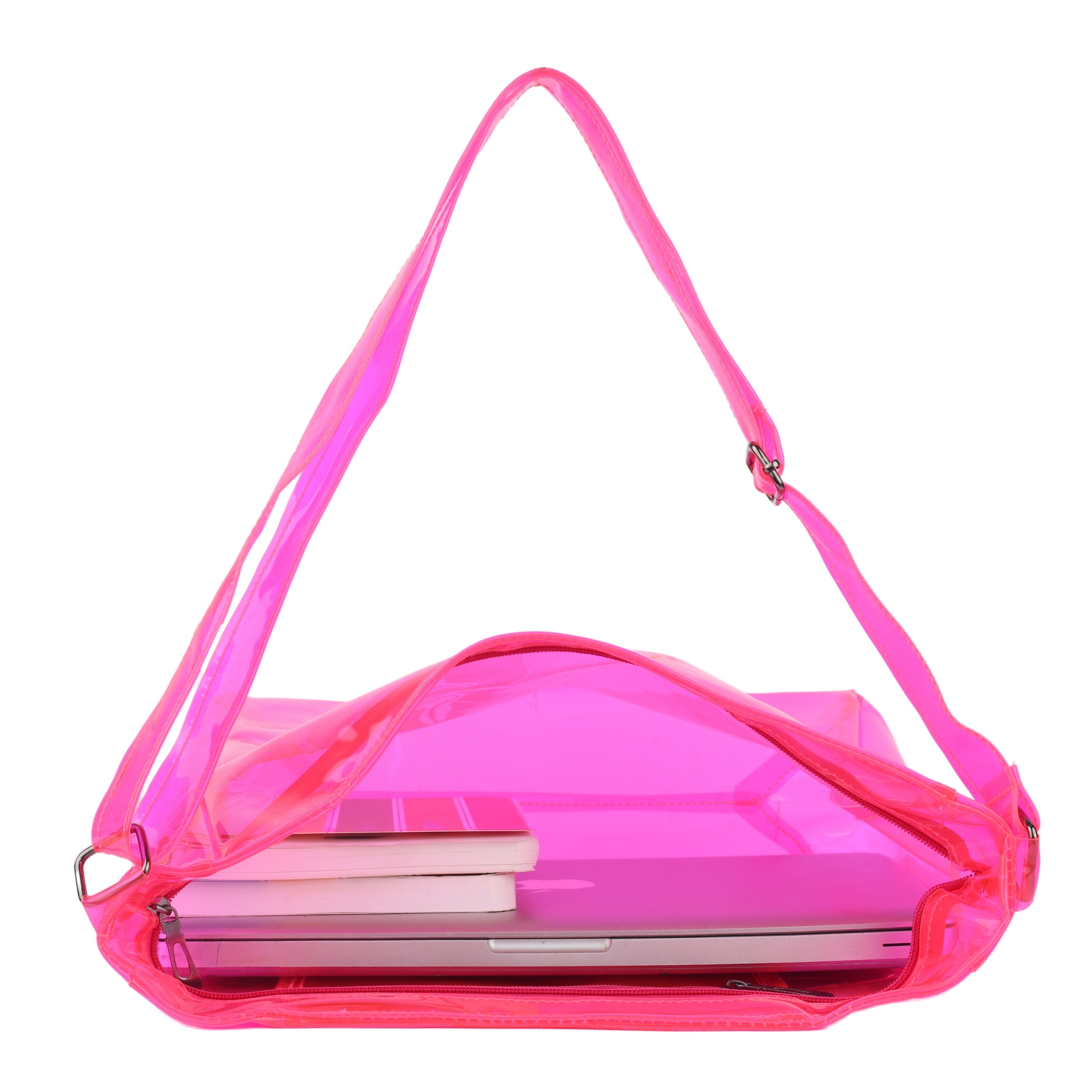 Echo Boomers Transparent Shoulder Bag – Neon Orange, Pink, Green ,Purple, Yellow & Blue| Stylish, Spacious, Durable & Multipurpose PVC Tote