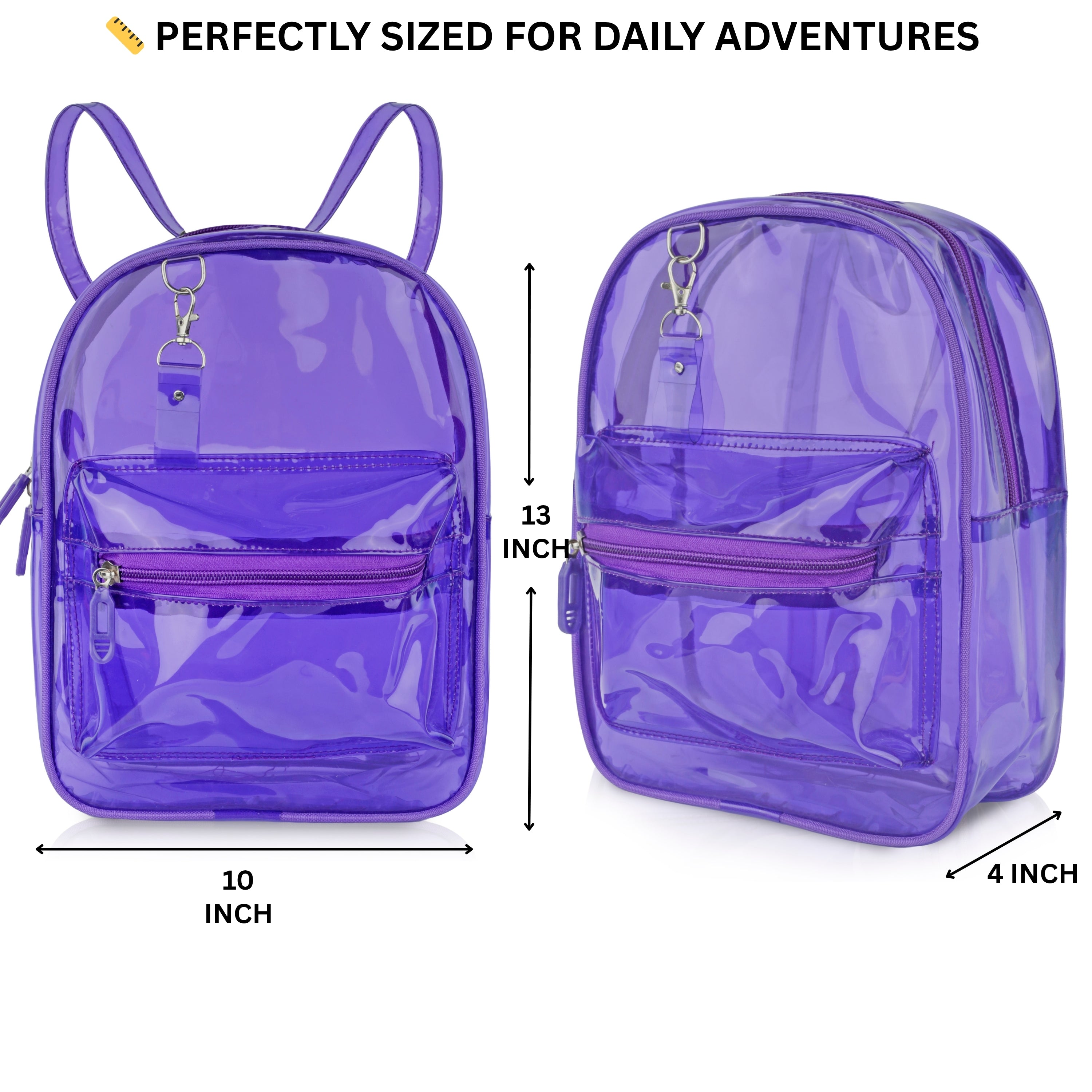 Echo Boomers Stylish Transparent Jelly Backpack | Trendy Neon Yellow Clear Bag | 50 GSM Waterproof PVC School, College & Travel Backpack with Front Zipper Pocket