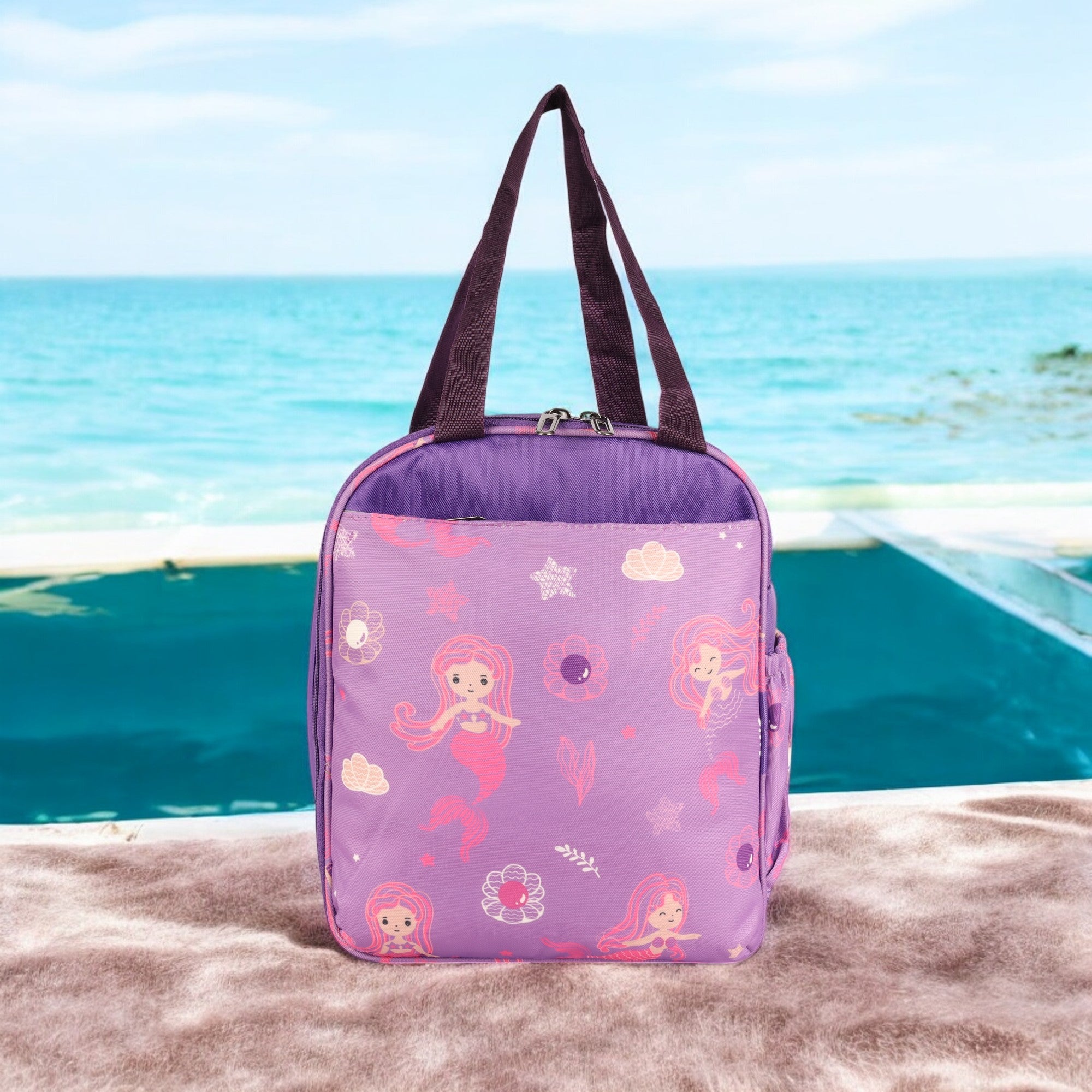 Echo Boomers Premium Mermaid Pint Lunch Bag – Stylish, Lightweight, Attractive, & Durable Meal Companion and versatile bag(Purple).