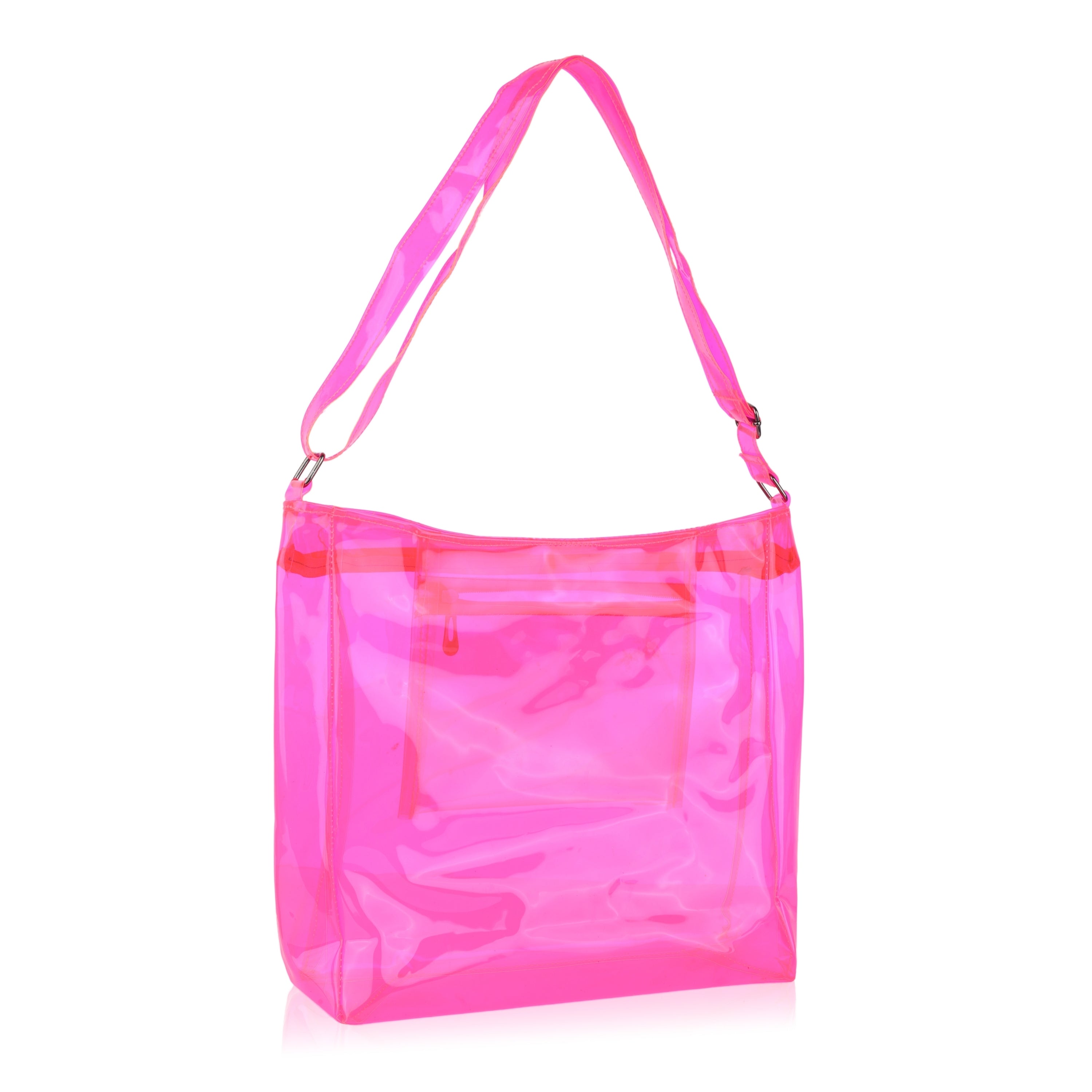 Echo Boomers Transparent Shoulder Bag – Neon Orange, Pink, Green ,Purple, Yellow & Blue| Stylish, Spacious, Durable & Multipurpose PVC Tote